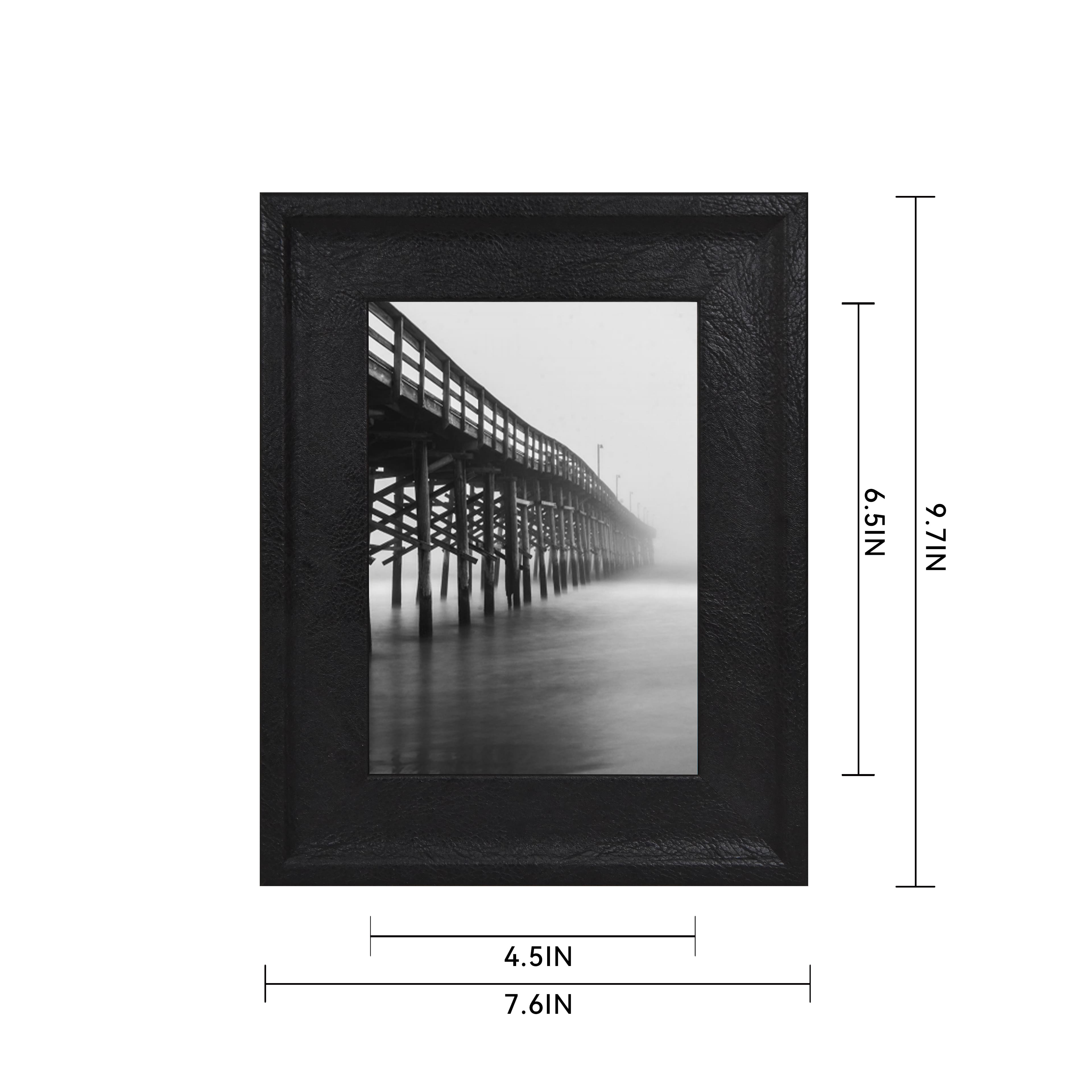 5&#x22; x 7&#x22; Black Faux Leather Tabletop Frame by Studio D&#xE9;cor&#xAE; Treasured Finds