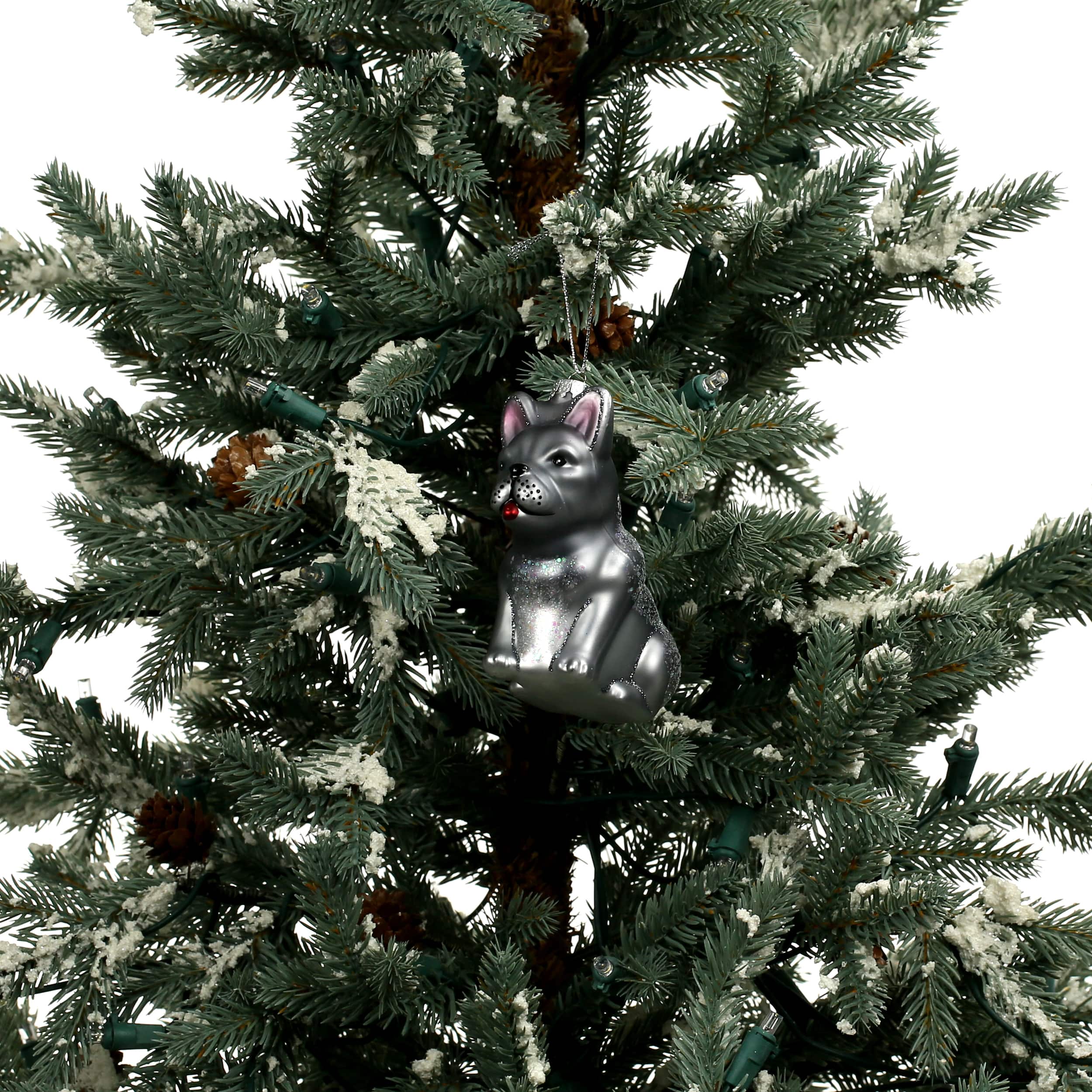 3.75&#x22; Gray Bulldog Glass Ornament by Ashland&#xAE;