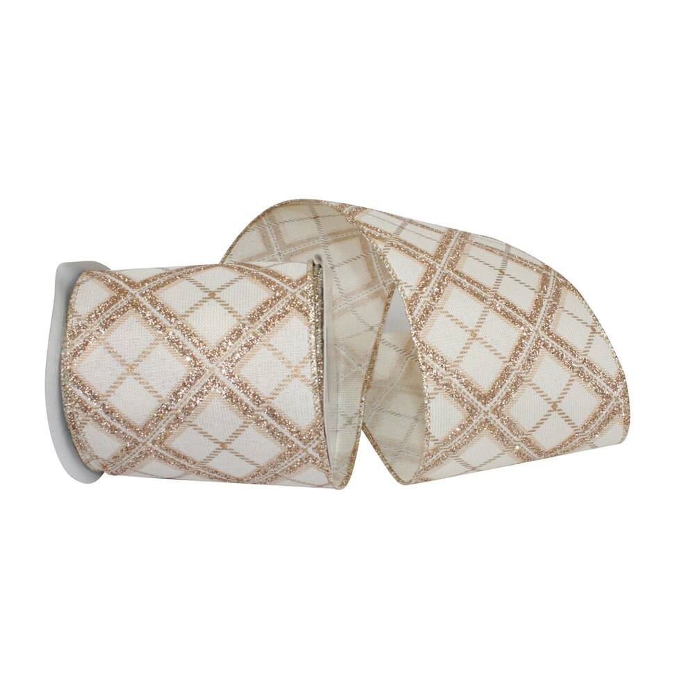 JAM Paper 4" x 10yd. Glitter Christmas Diamonds Wired Ribbon