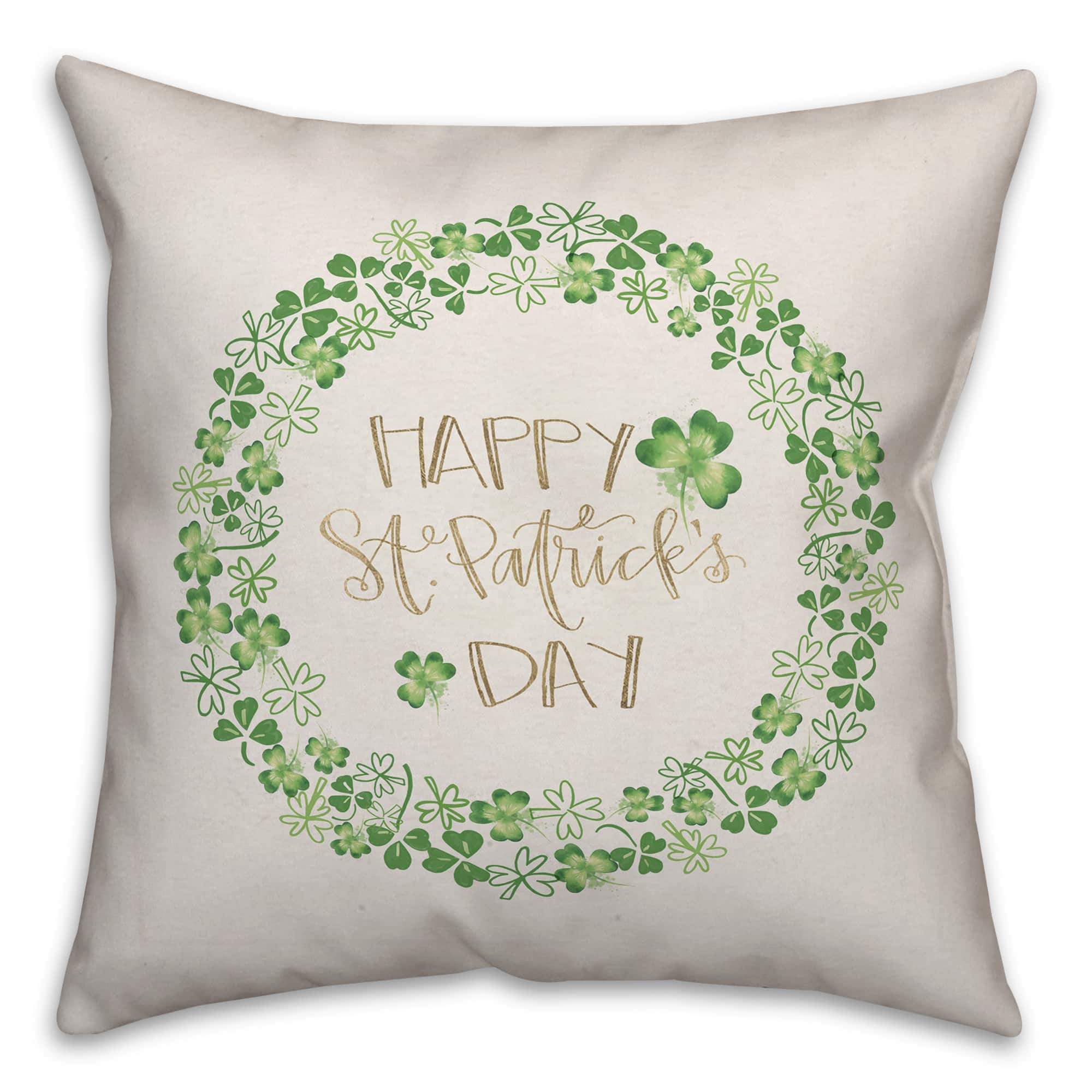 St Patricks Day Watercolor Pillow 18&#x22; x 18&#x22; Throw Pillow