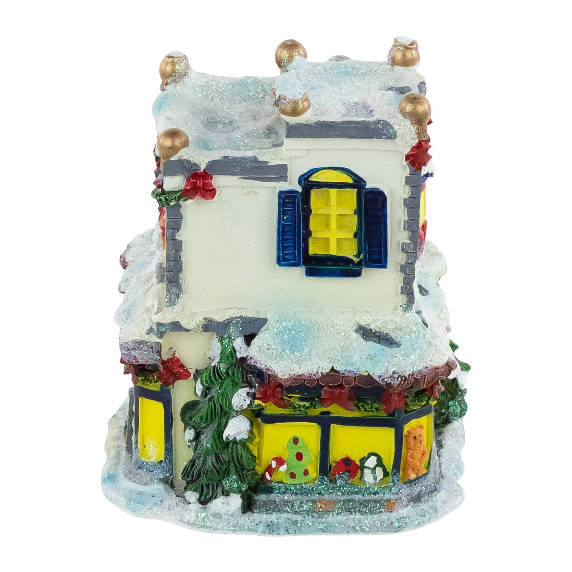 4&#x22; Glittered Snowy Toy Shop Christmas Village Building