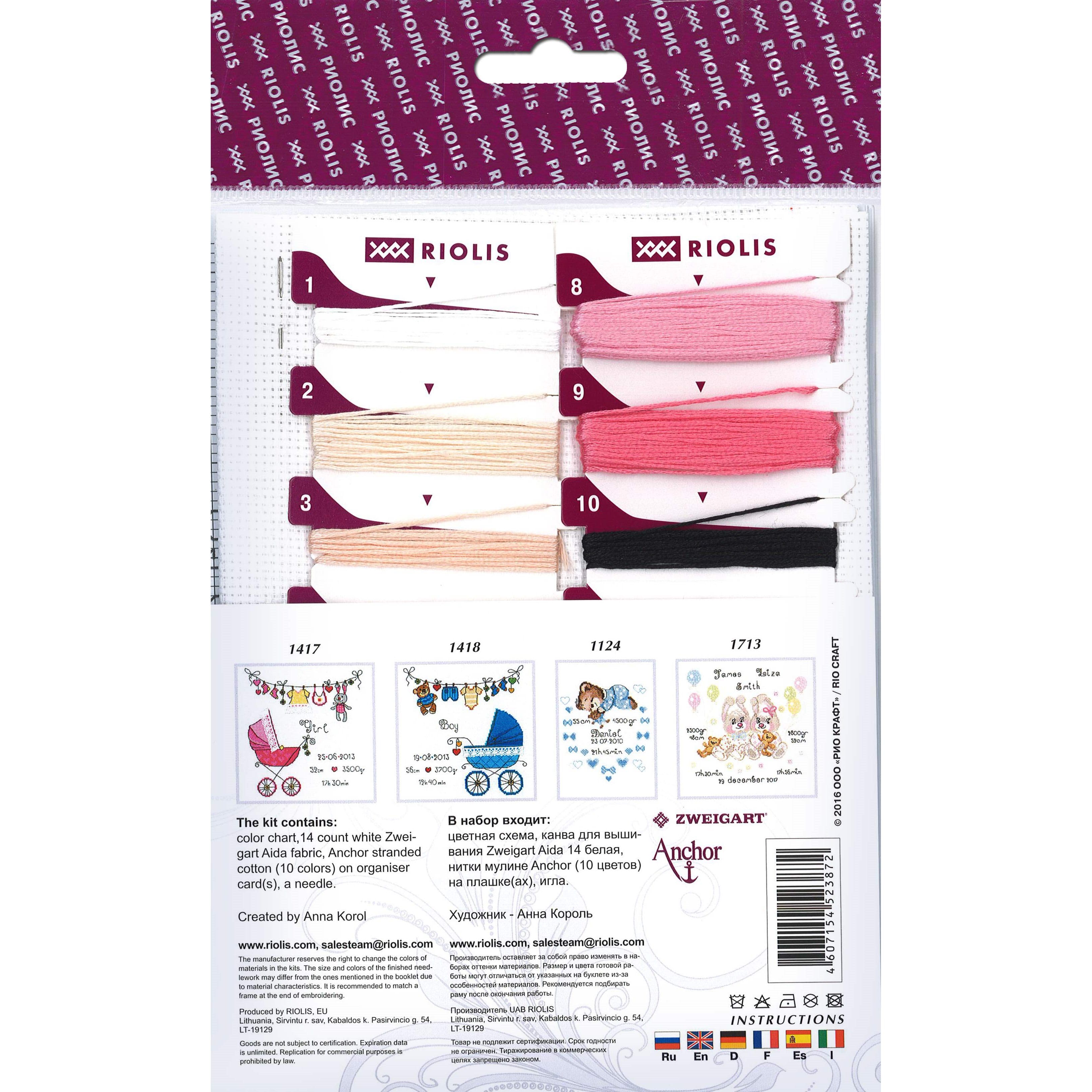 RIOLIS Girls Birth Announcement Cross Stitch Kit