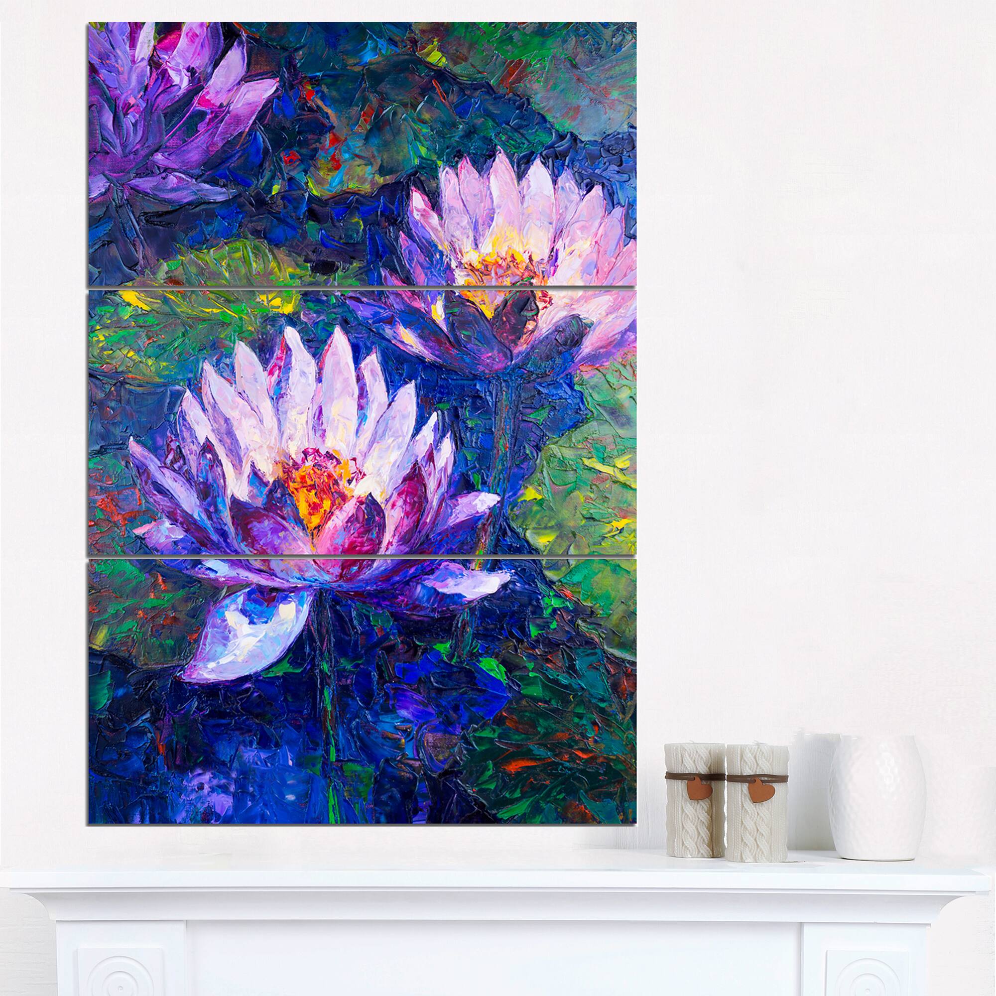 Designart - Blue Lotus Oil Painting