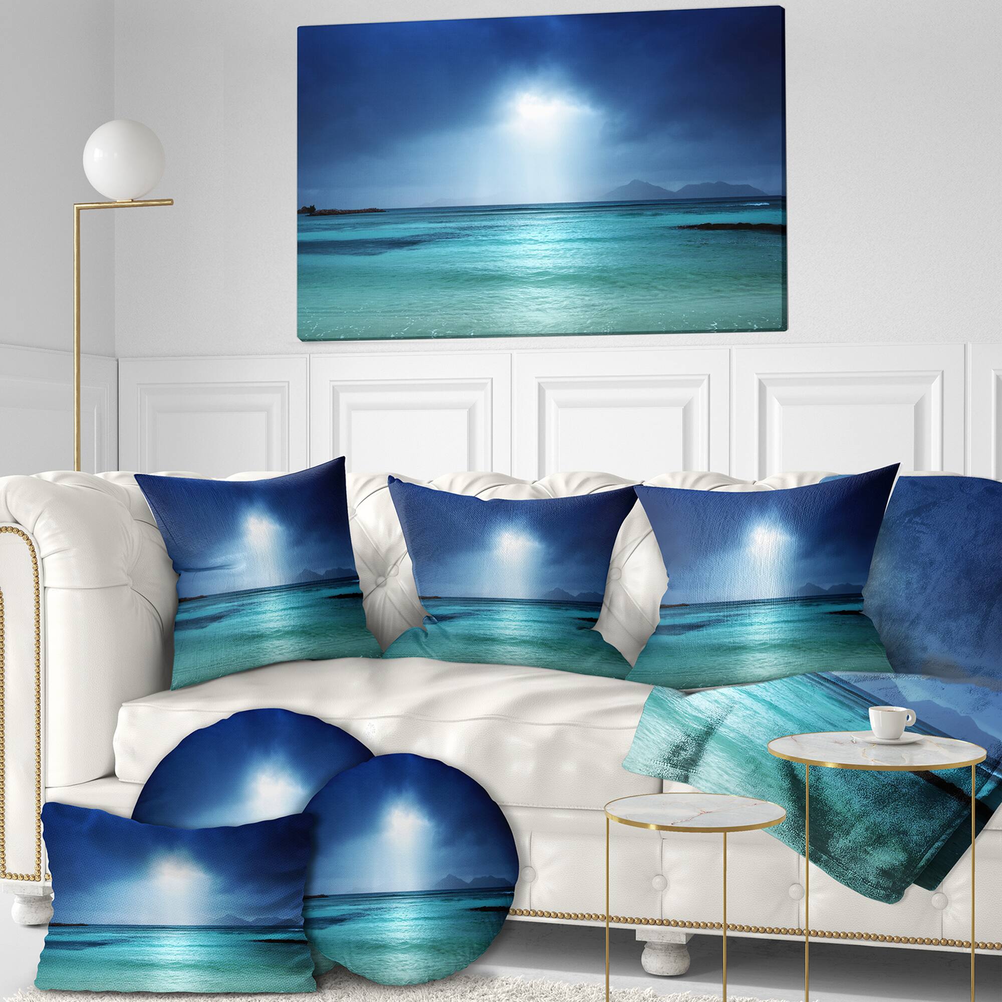 Designart - Blue sky on the beach of la Digue island Seychelles - Sea & Shore Photographic on wrapped Canvas