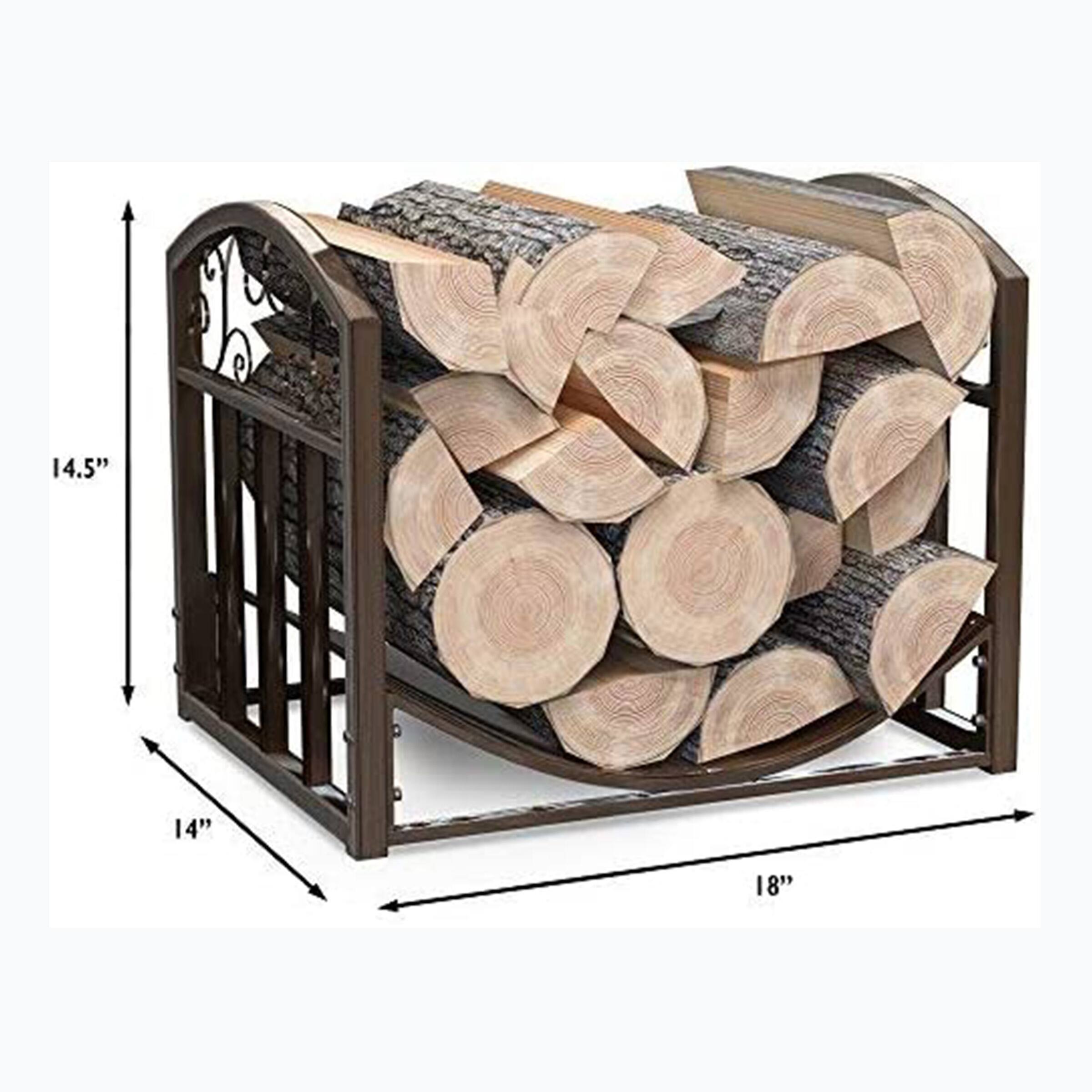 Hastings Home Brown Scroll Firewood Storage Rack