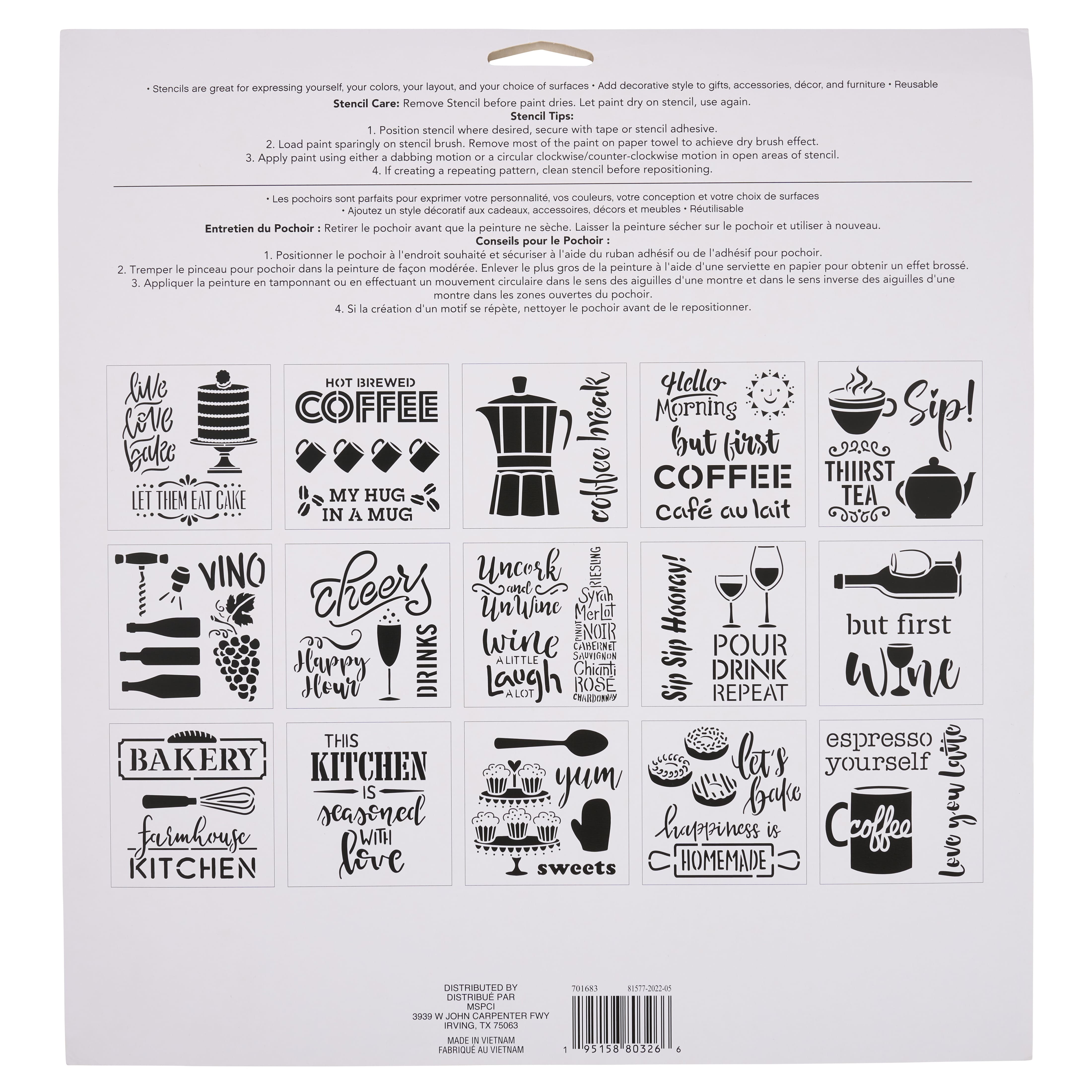 Coffee & Wine Stencils by Craft Smart®, 12" x 12"