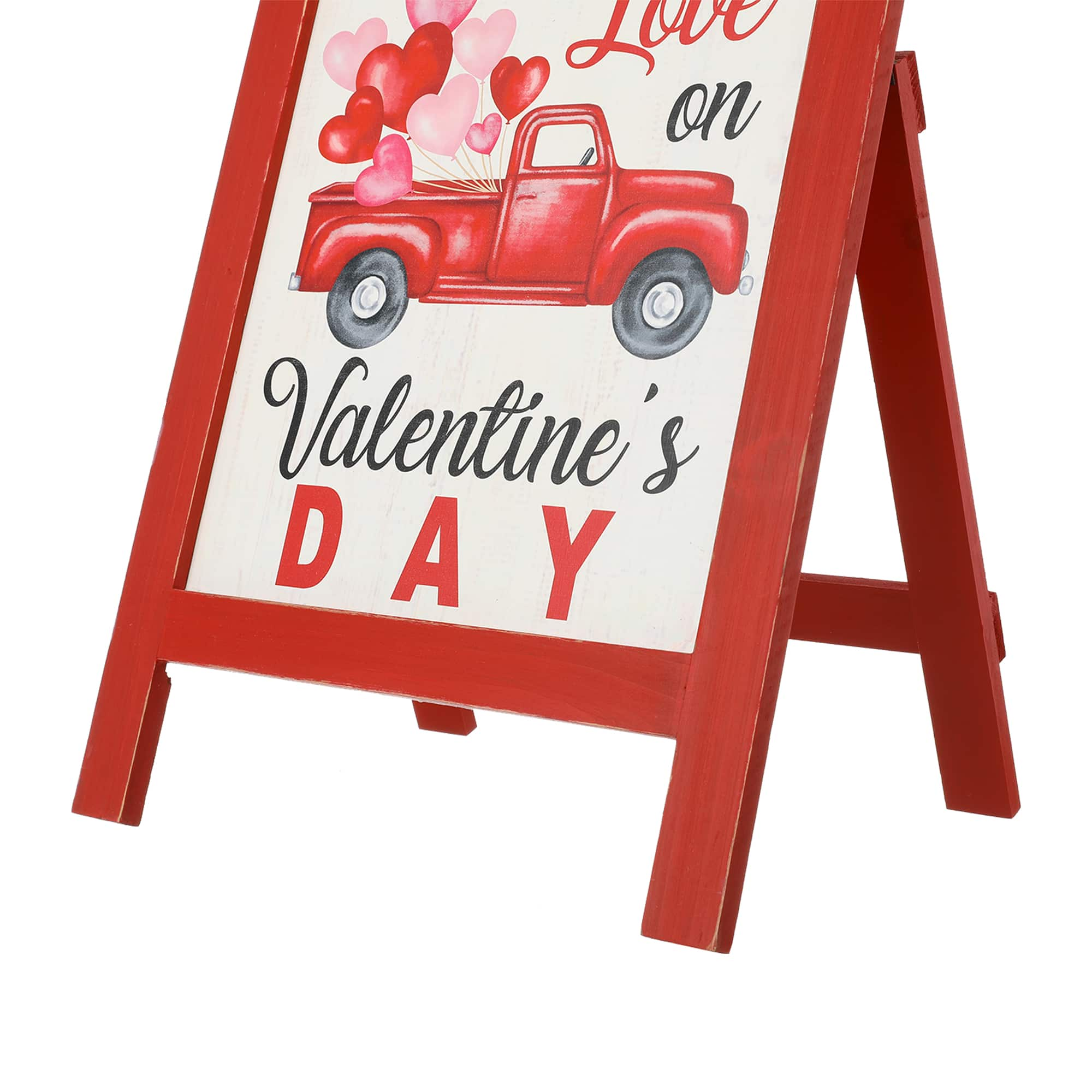 Glitzhome&#xAE; 24&#x22; Wooden Valentine&#x27;s Truck Standing Porch Sign