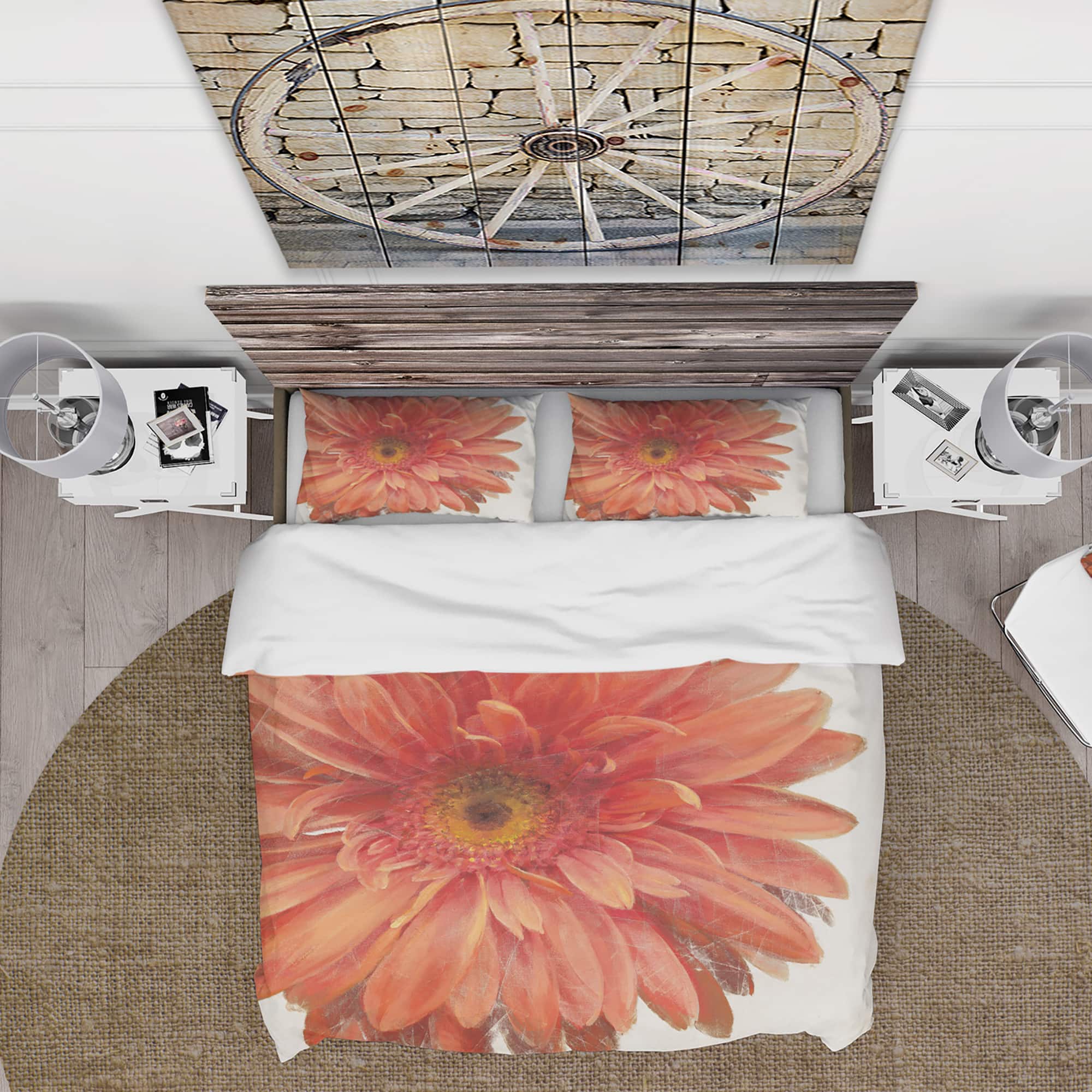 Designart &#x27;Vivid Red Daisy&#x27; Traditional Bedding Set - Duvet Cover &#x26; Shams