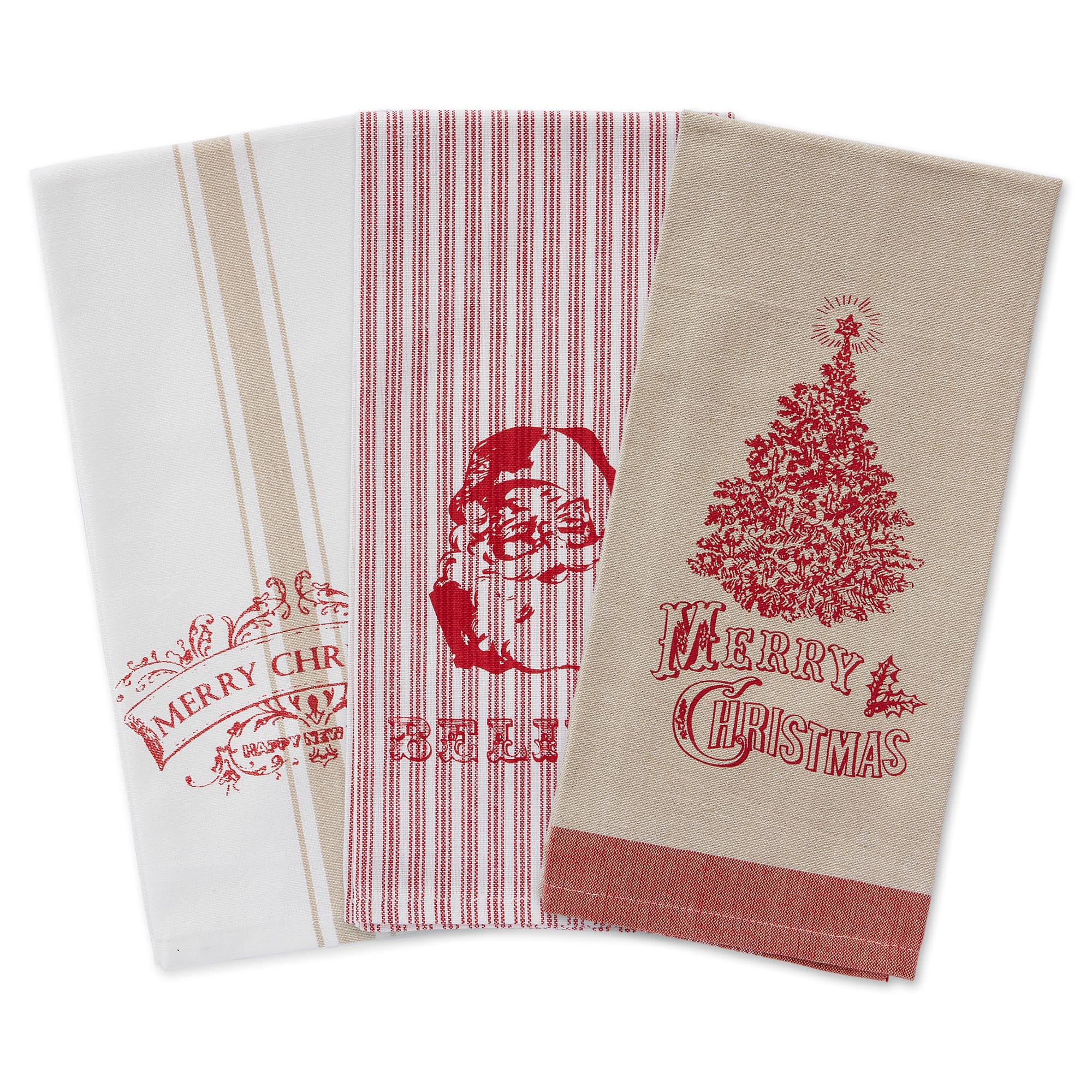 DII&#xAE; Assorted Vintage Print Christmas Dishtowel Set