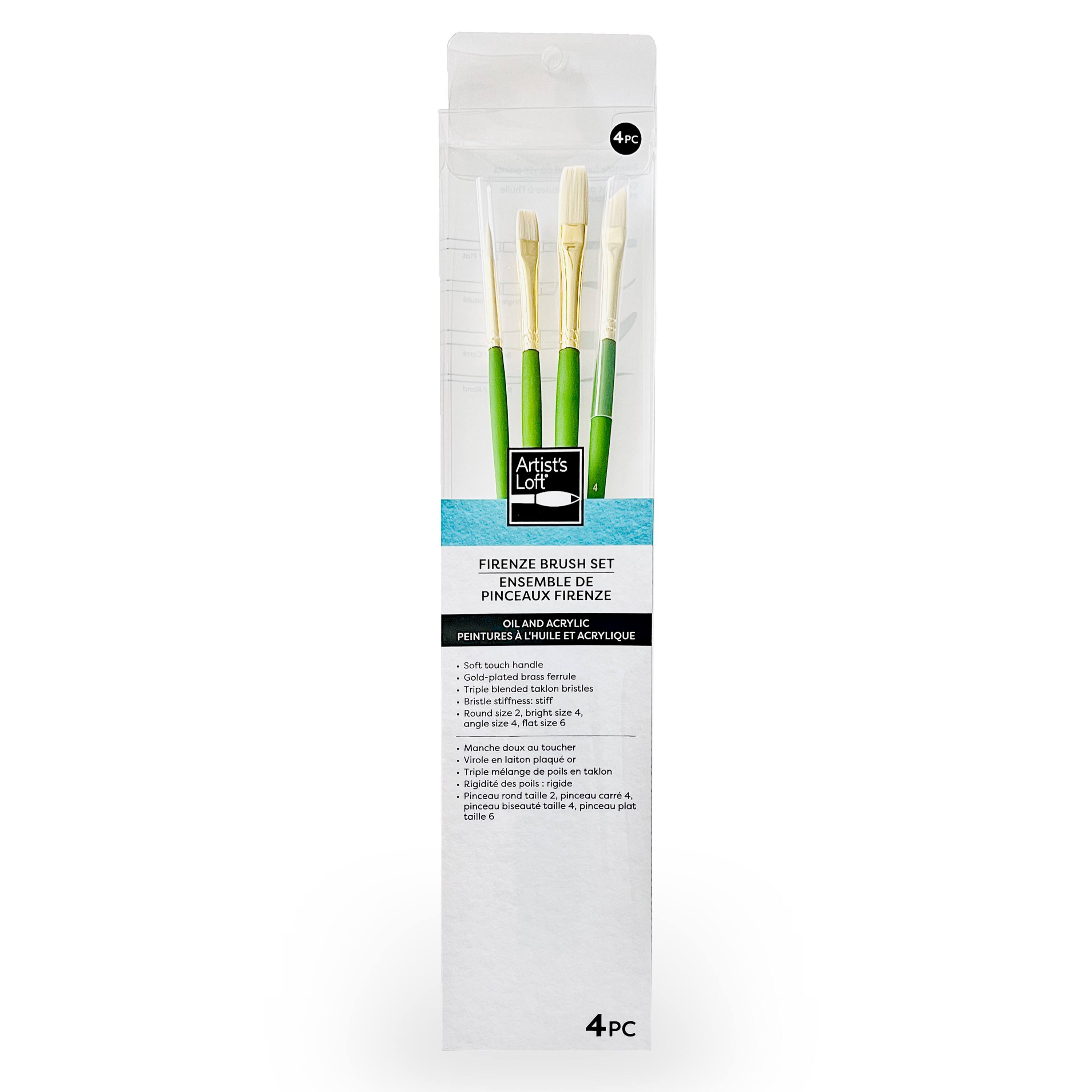 6 Pack: Firenze 4-Piece Oil & Acrylic Brush Set No.1 by Artist's Loft®