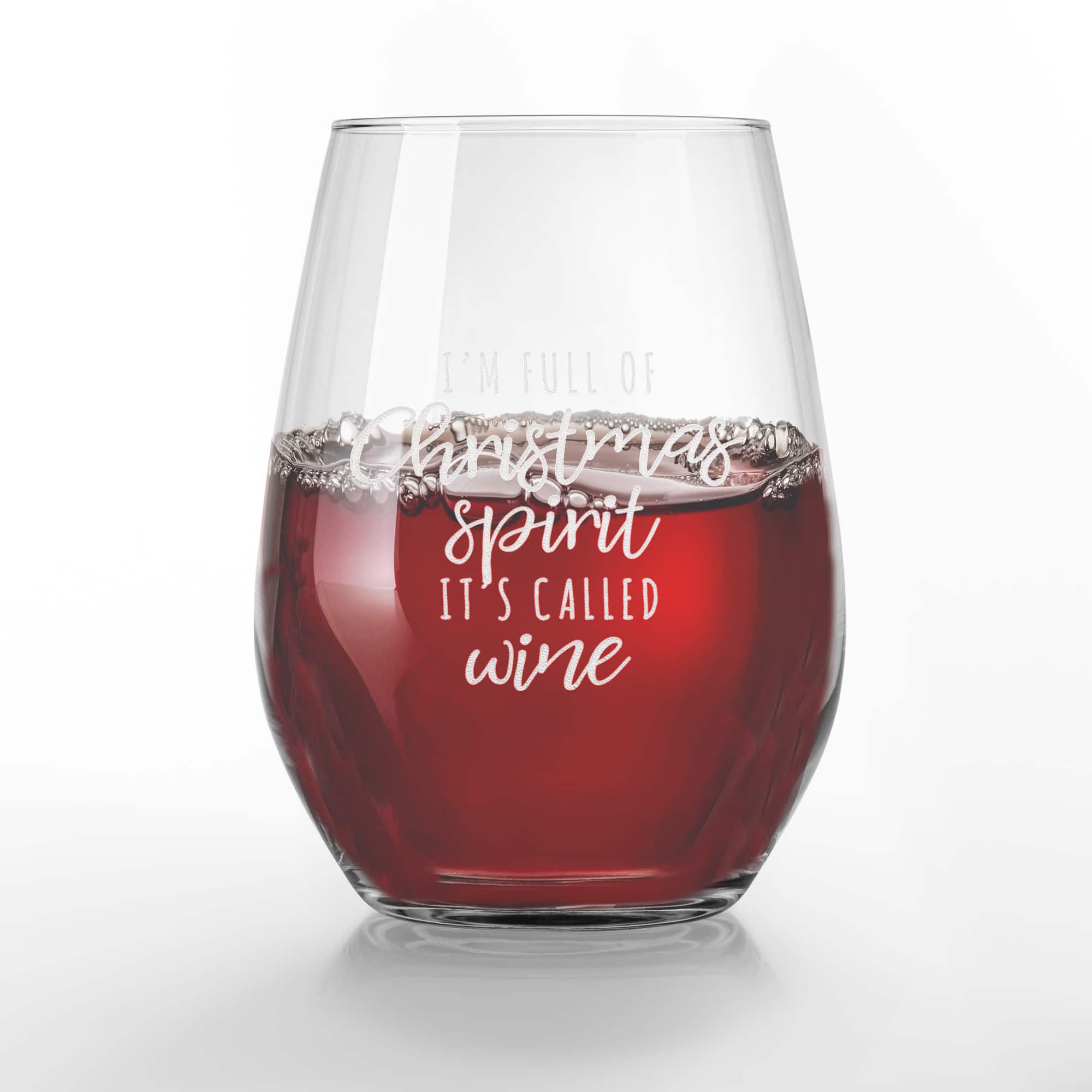 15oz. Full of Christmas Spirit Stemless Wine Glass