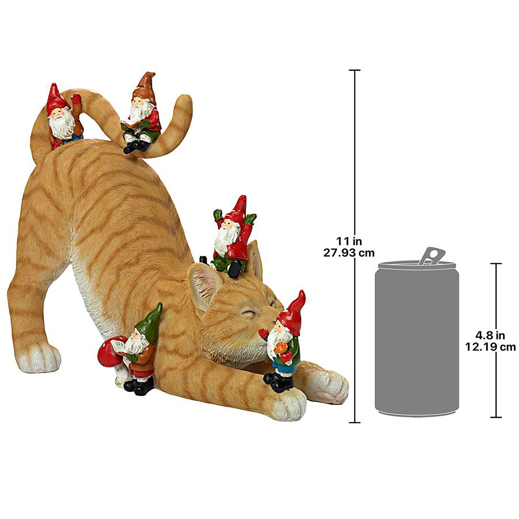 Design Toscano 14.5&#x22; Catatonic Gnome Feline Frenzy Statue