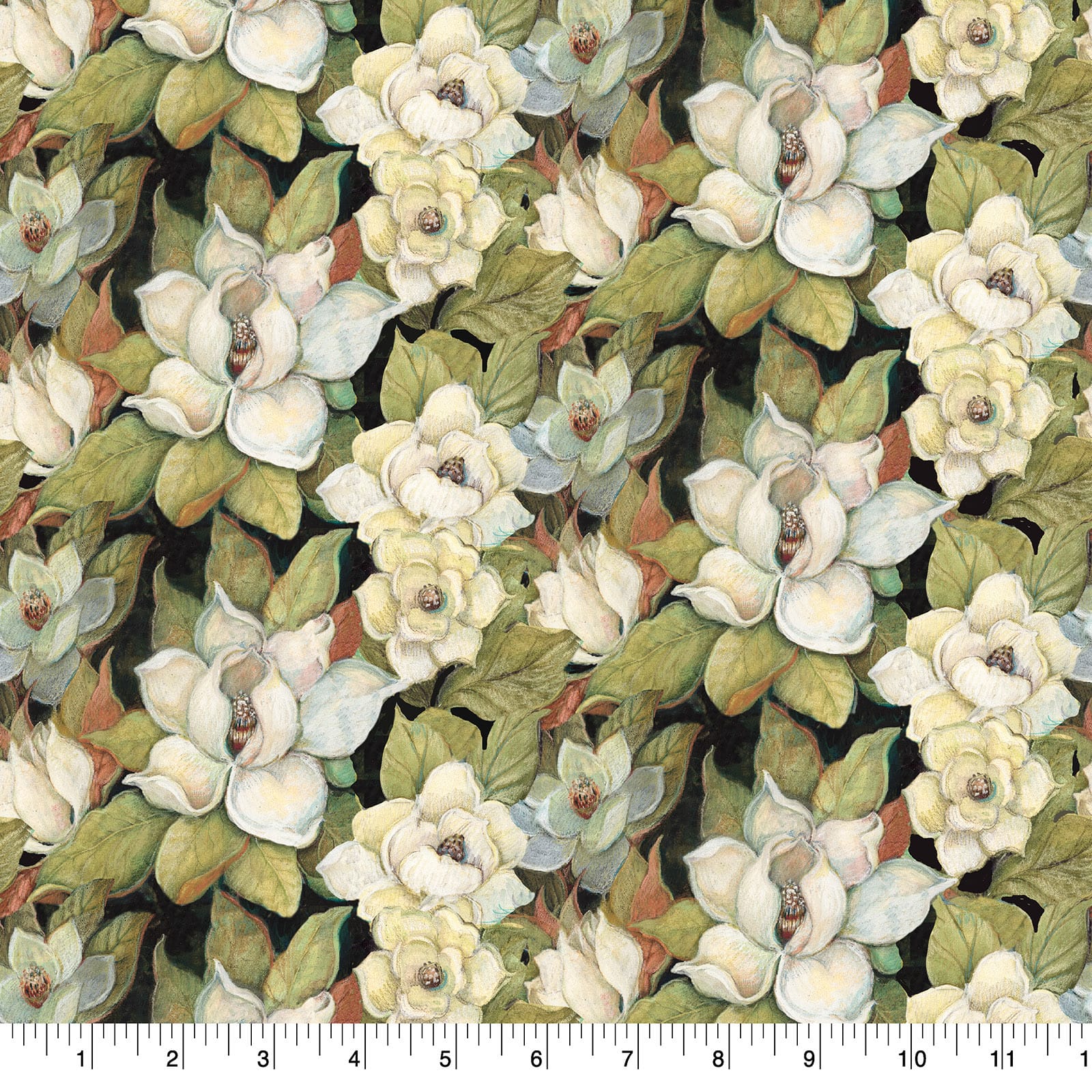 Springs Creative Black Iridescent Magnolia Cotton Fabric