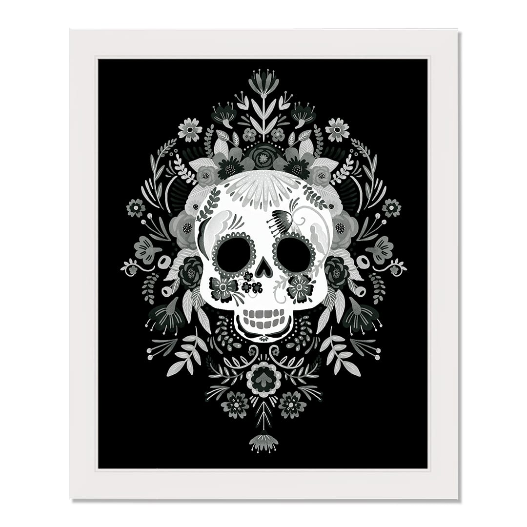 Sugar Skull 16" x 20" White Framed Print Under Plexiglass