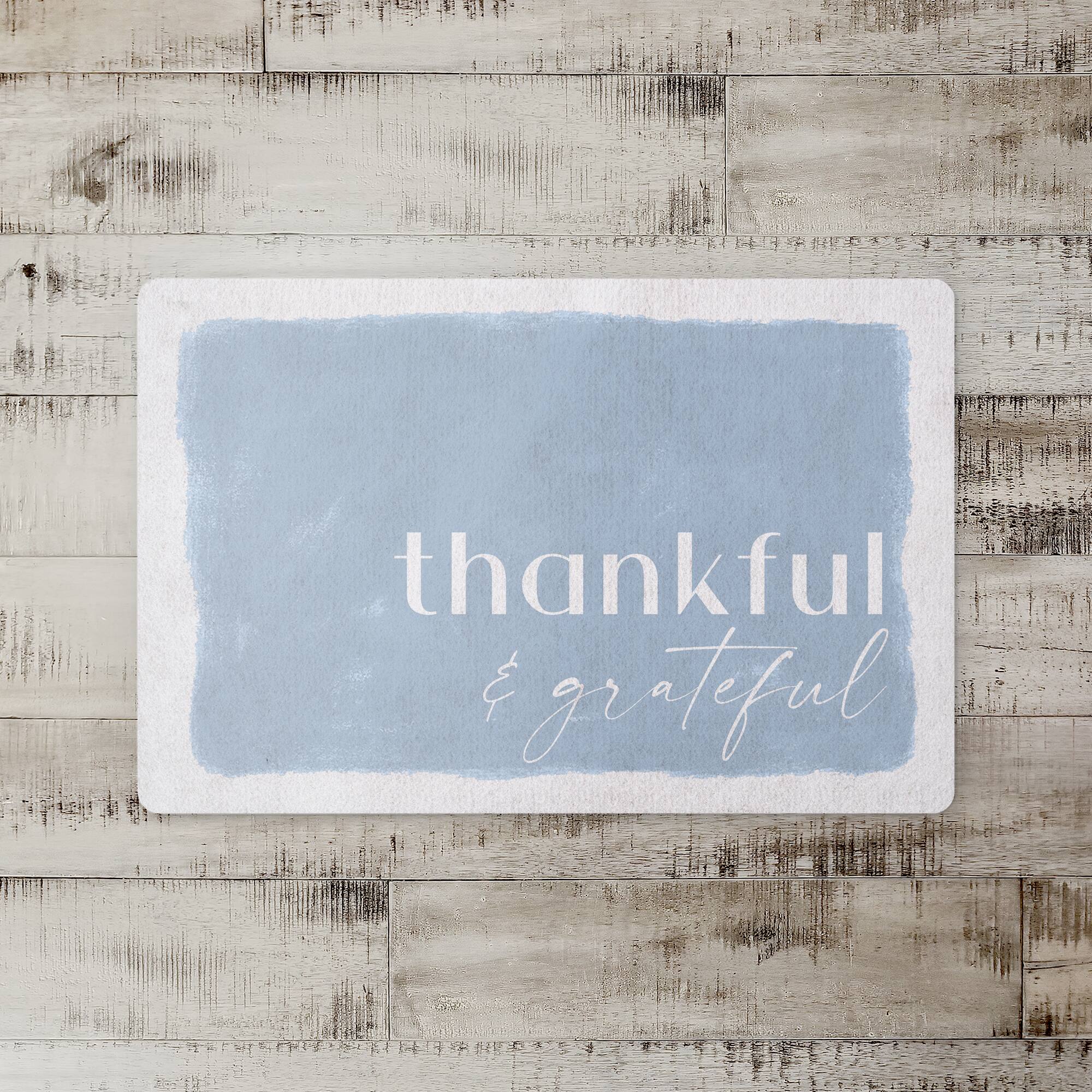 Thankful Grateful Blue Floor Mat
