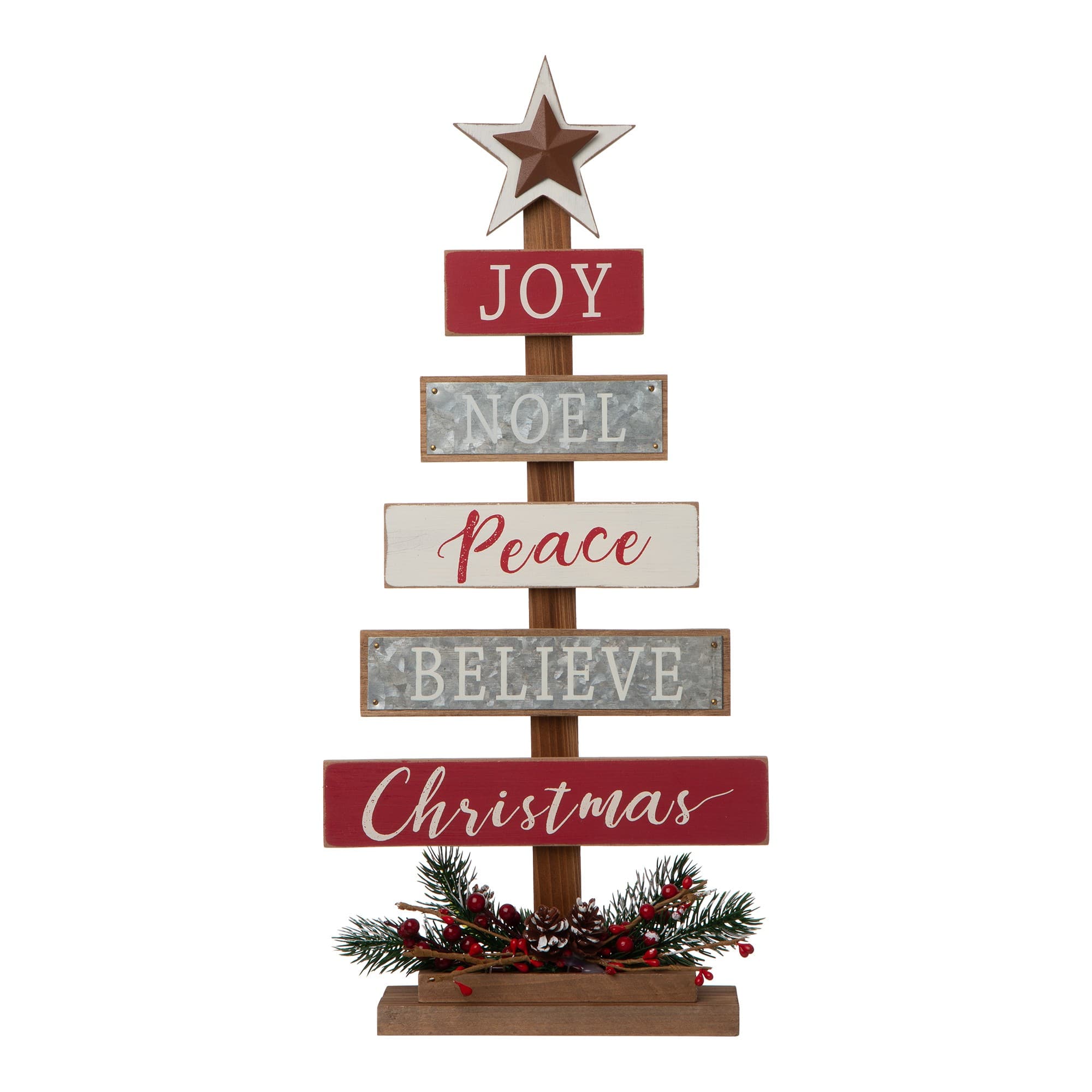Glitzhome&#xAE; 20&#x22; Wooden Christmas Tree Sign