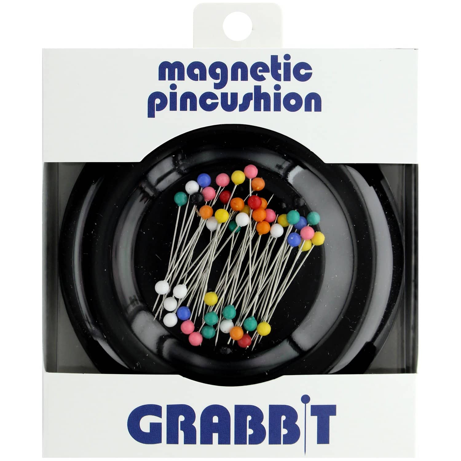 Blue Feather Grabbit® Black Magnetic Pincushion