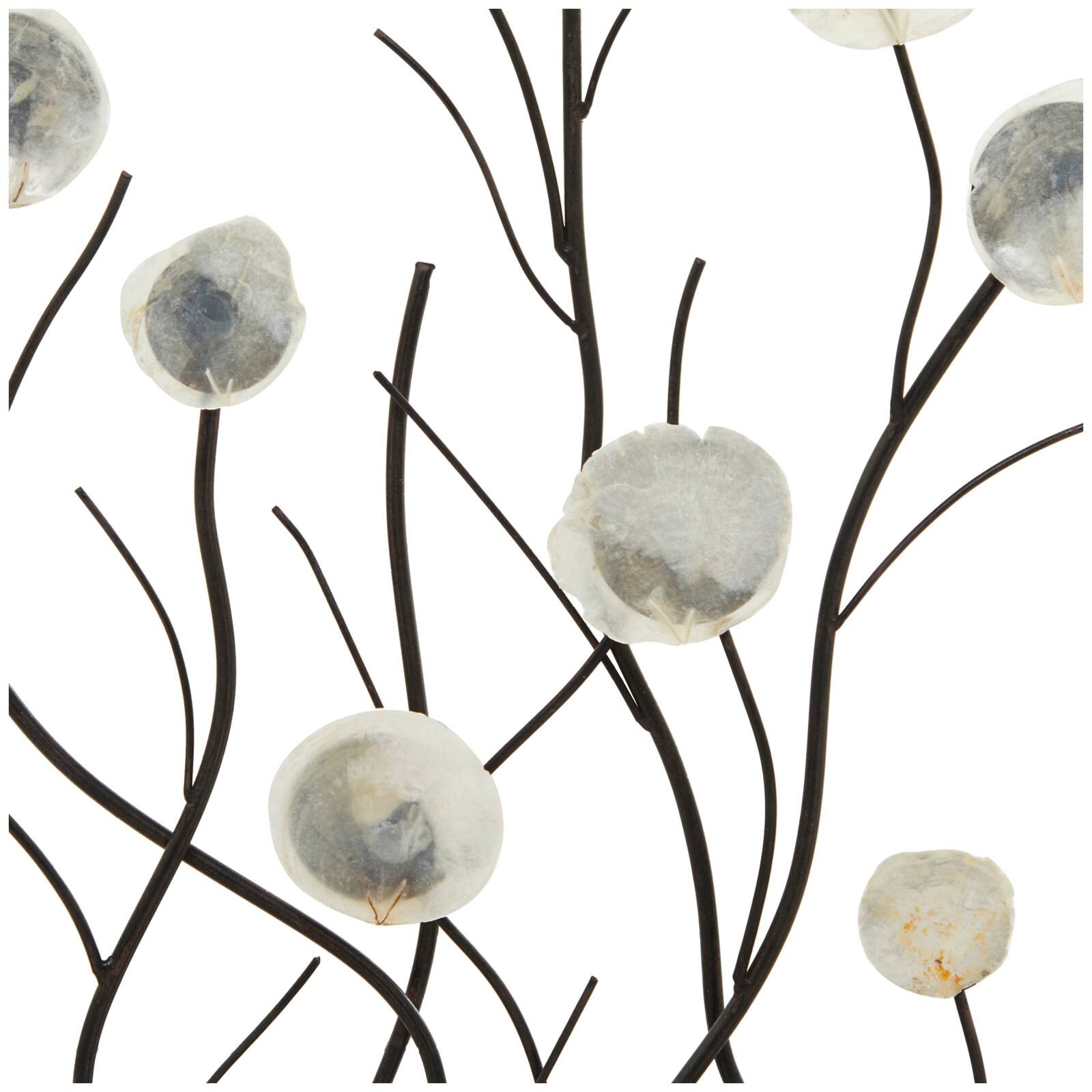 27" Black Metal Floral Sculpture with Capiz Embellishments