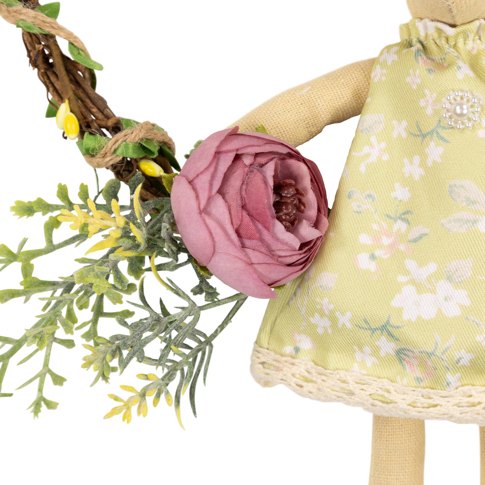 10" Girl Bunny Artificial Floral Easter Wreath