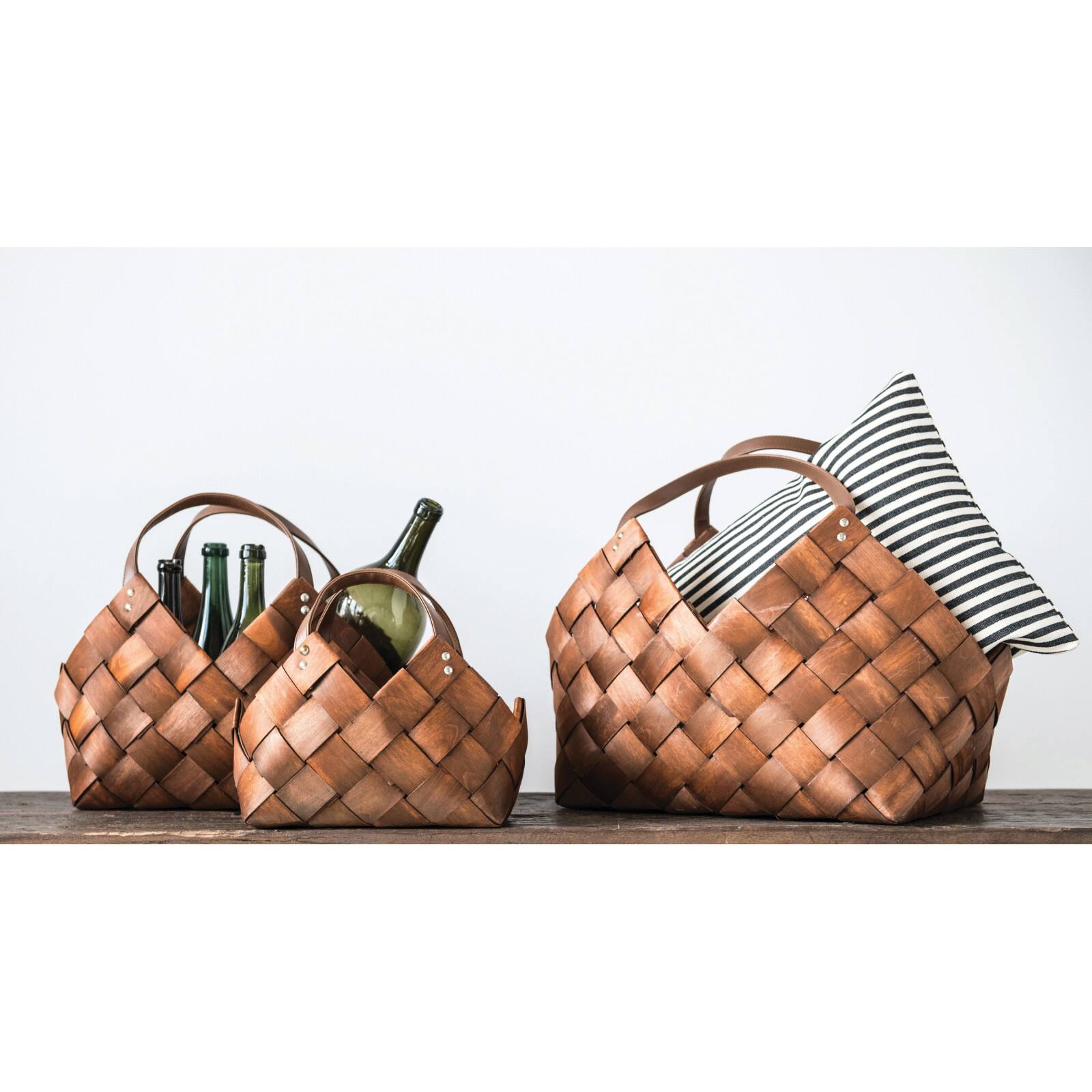 Hello Honey® Brown Woven Seagrass Baskets with Leather Handles Set