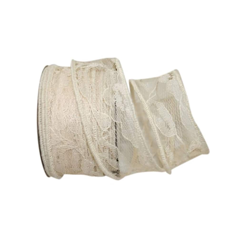 JAM Paper 1.375" x 10yd. Charlene Ivory Wired Lace Ribbon