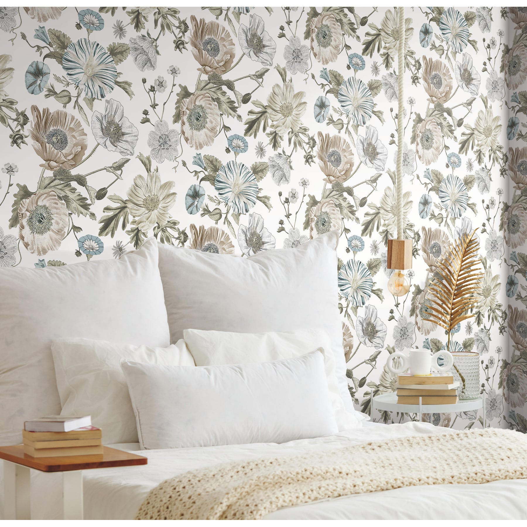 RoomMates White Vintage Poppy Peel & Stick Wallpaper | Michaels