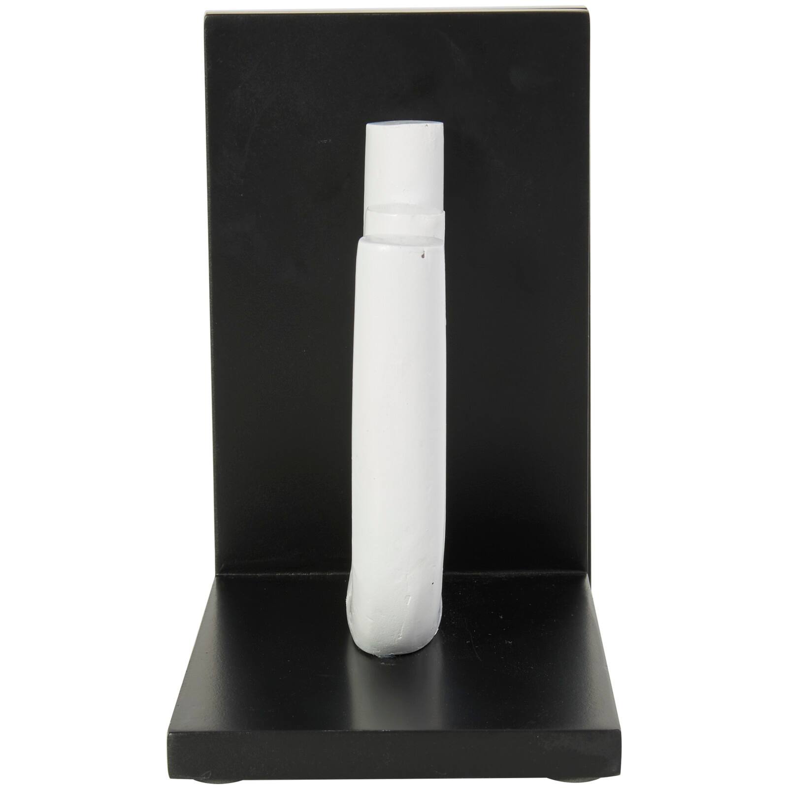 7" White MDF Abstract Layered U-Shaped Bookends with Black Stands Set