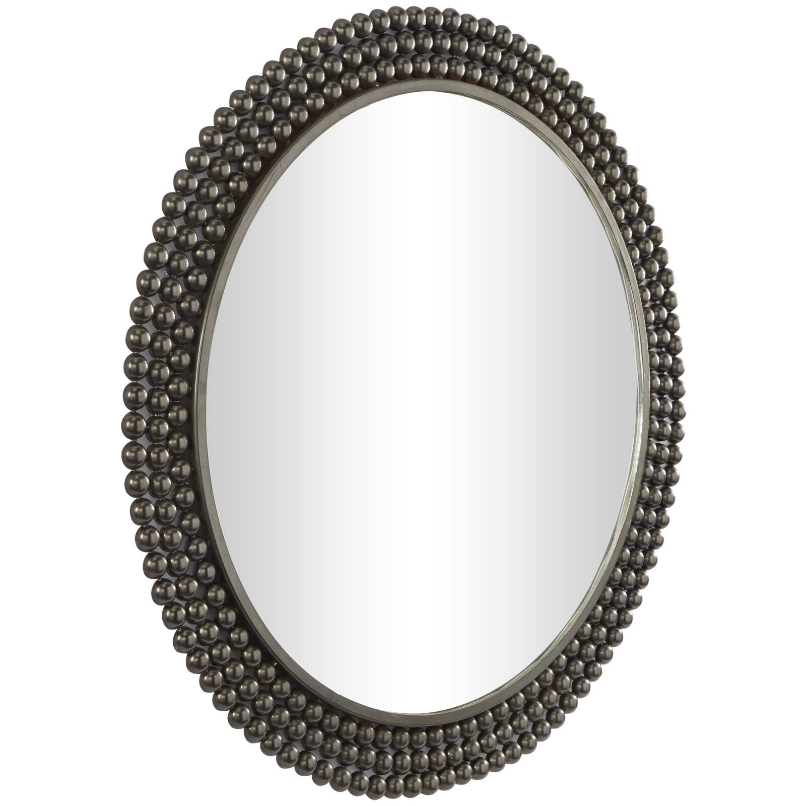 CosmoLiving by Cosmopolitan Black Metal Ball Wall Mirror with Beaded Detailing 32" x 1" x 32"