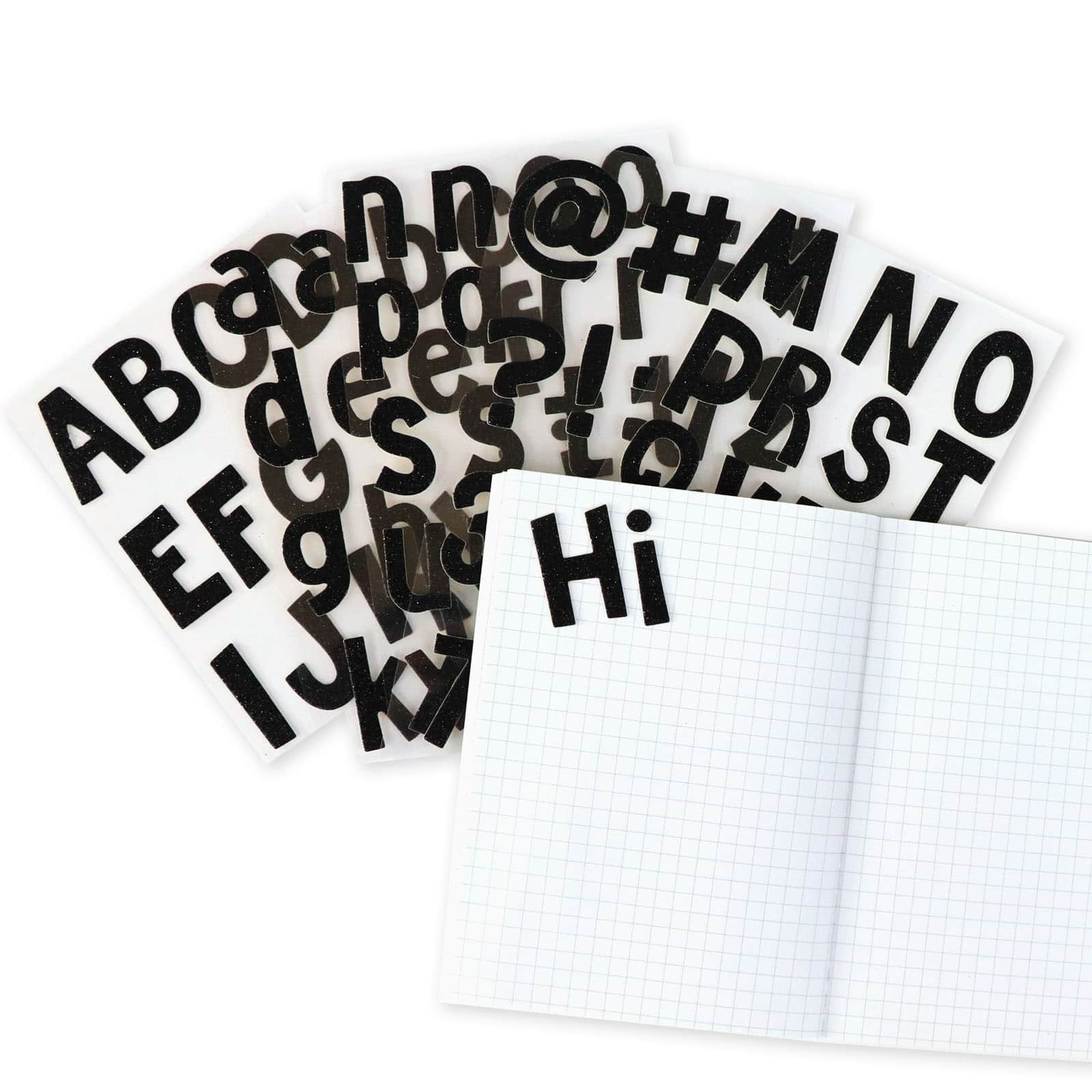 12 Pack: Black Glitter Alphabet Chipboard Stickers by Recollections™