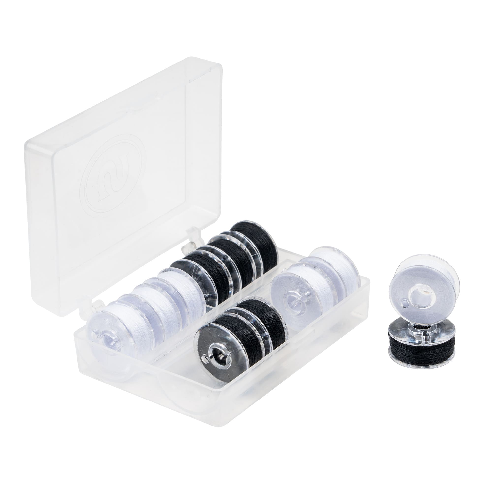 SINGER® Class 66 Sewing Bobbin & Storage Rings Set, Black & White