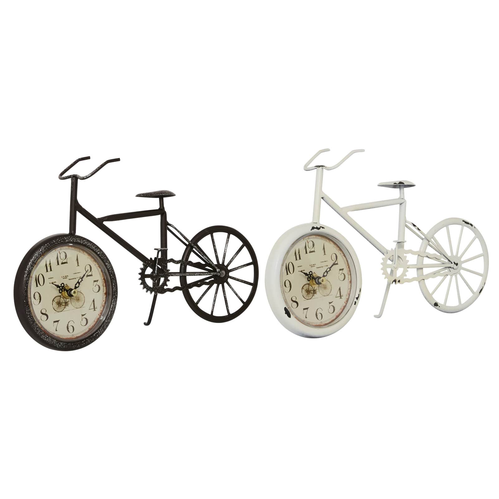12&#x22; Metal Country Cottage Bicycle Clock Set