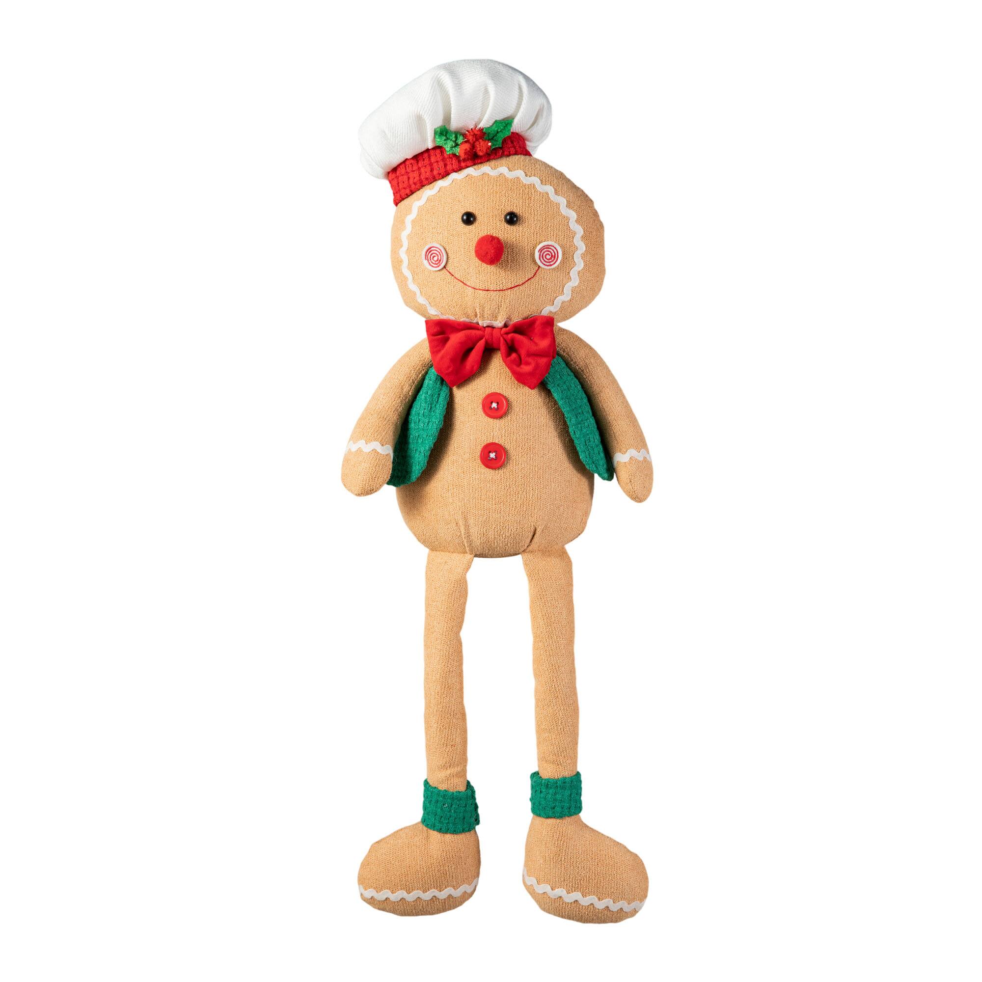 Glitzhome&#xAE; 25&#x22; Fabric Christmas Gingerbread Man Shelf Sitter