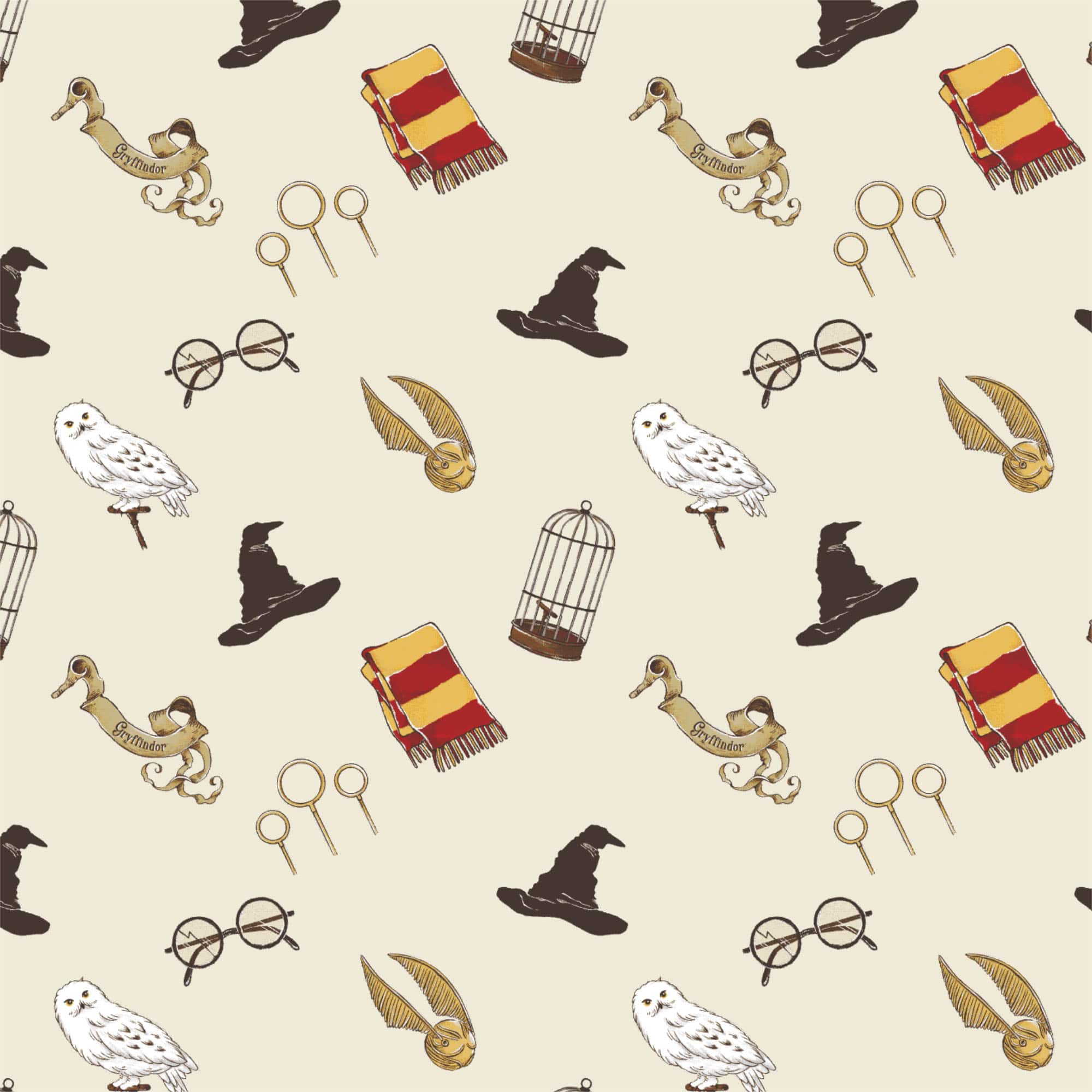 HARRY POTTER FABRIC LOGOS ALLOVER COTTON CAMELOT QUILTING MATERIAL   BY THE YARD 