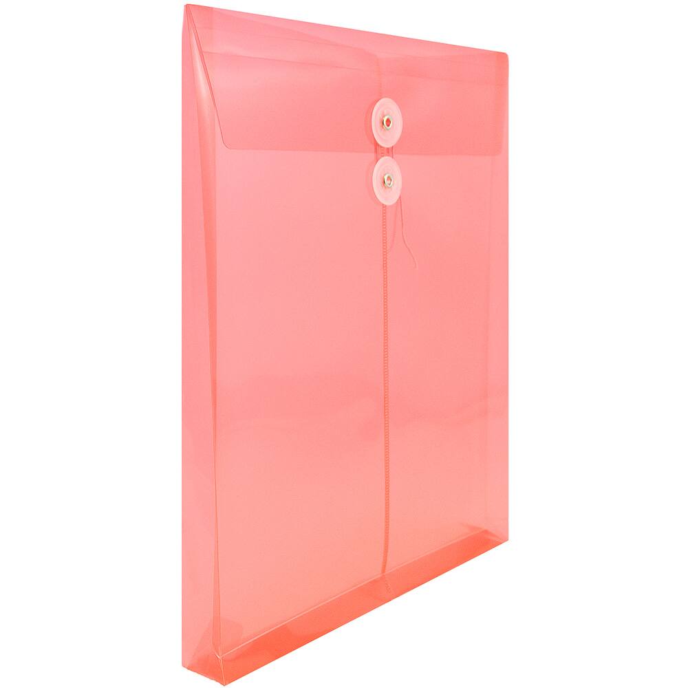JAM Paper Letter Size Plastic Envelopes with Button & String Tie Closure, 12ct.