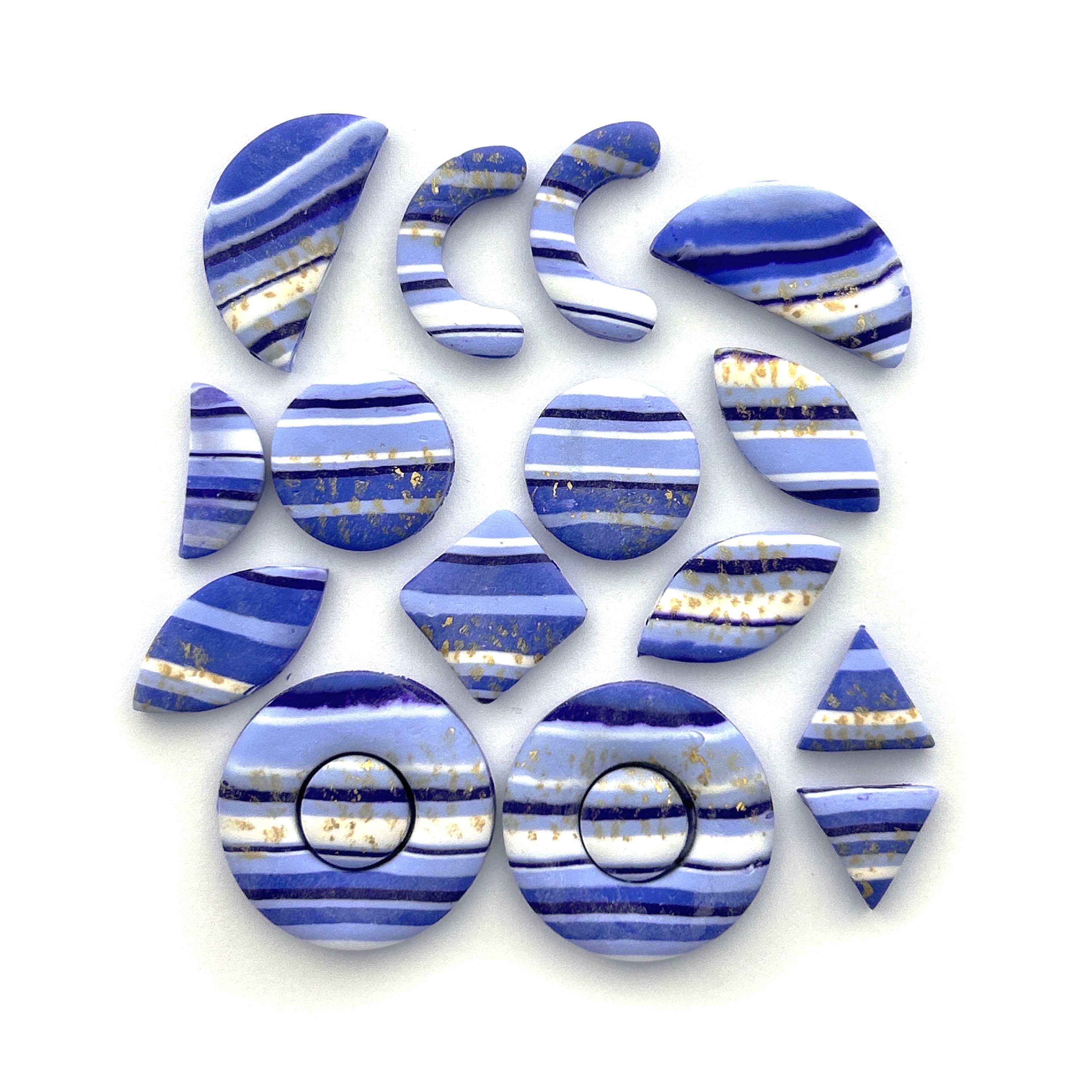 Blue Stripe with Foil Oven Bake Polymer Clay by Bead Landing&#x2122;