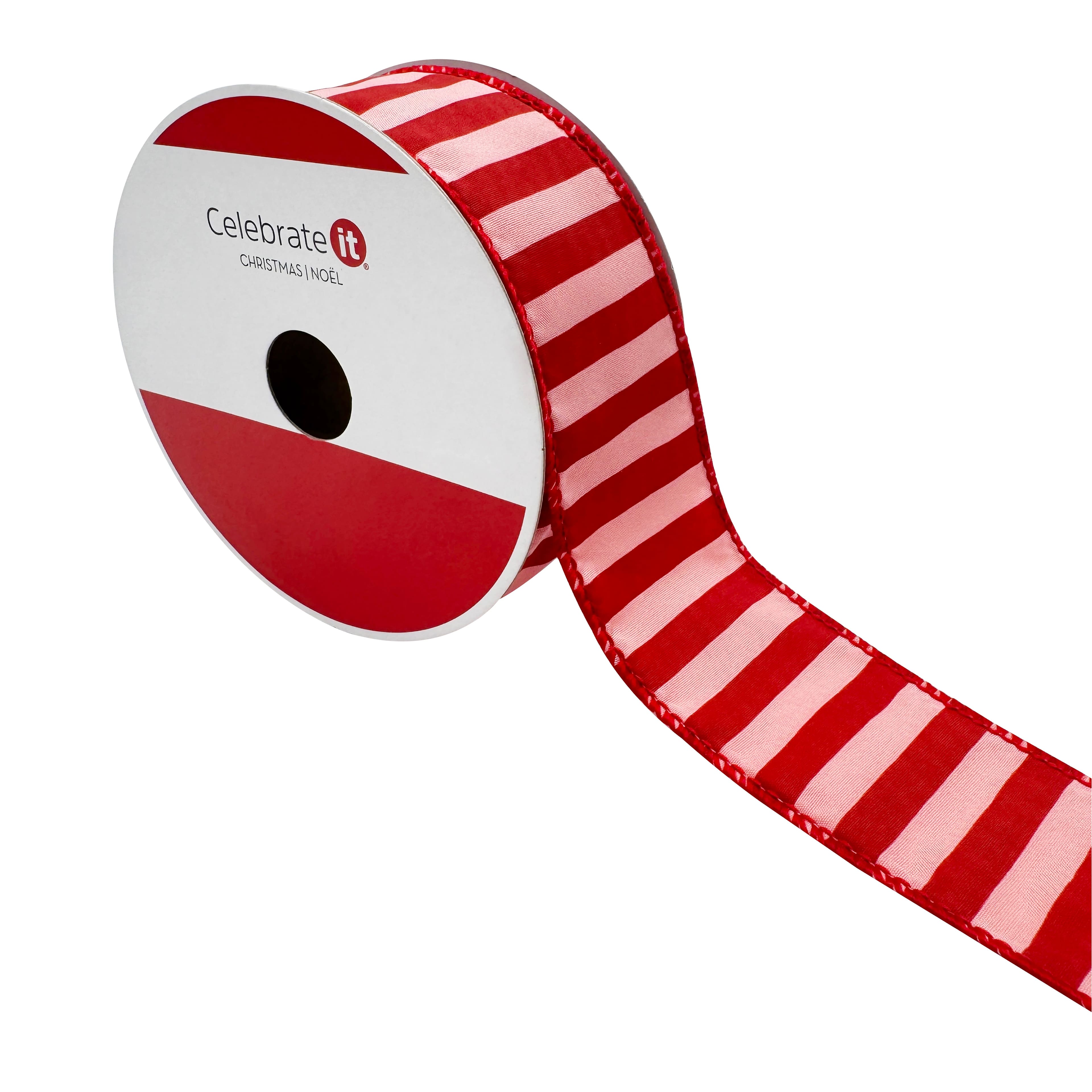 1.5" x 30ft. Holly Jolly Stripes Wired Ribbon by Celebrate It®