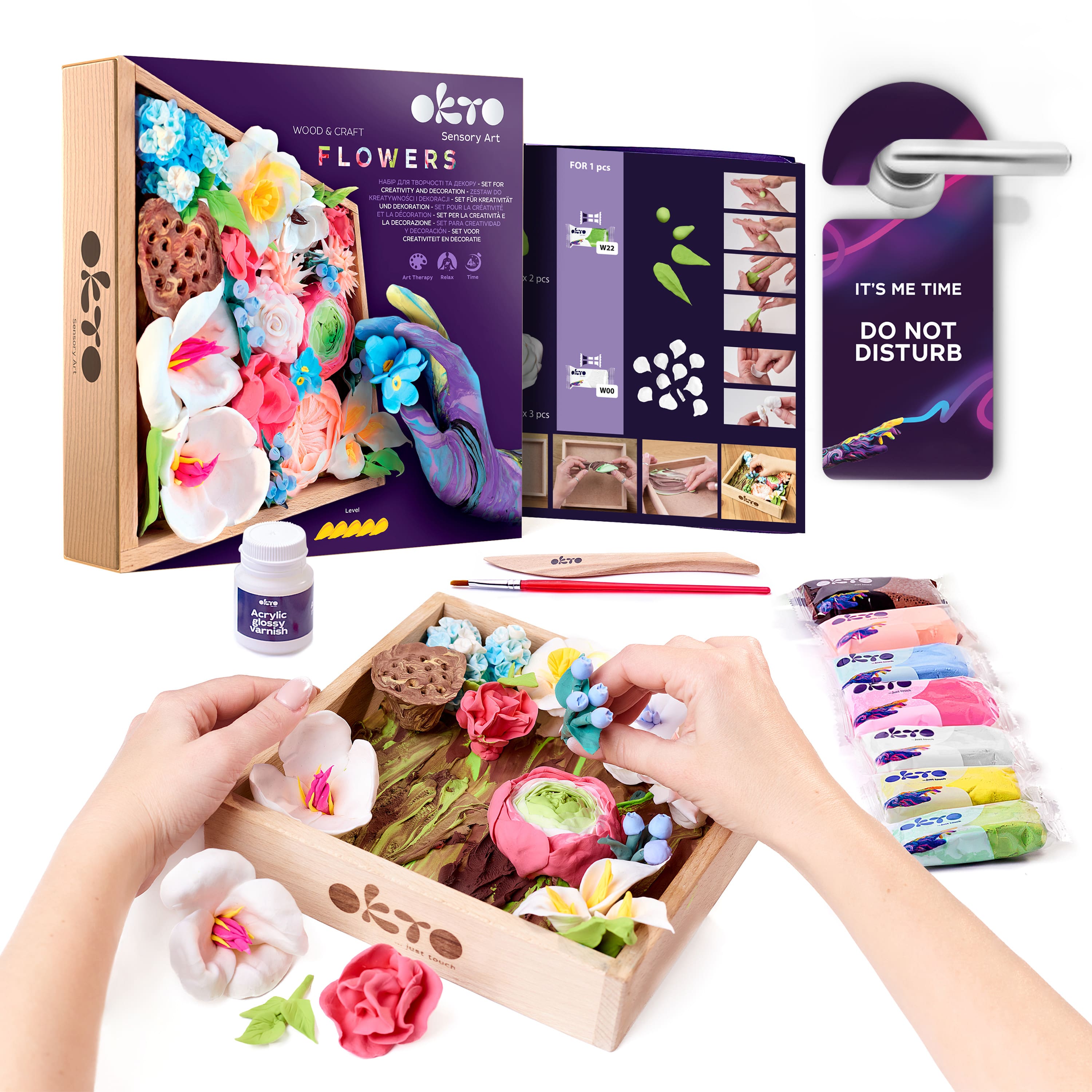 OKTO DIY Wood &#x26; Craft Romance Flowers Clay Kit