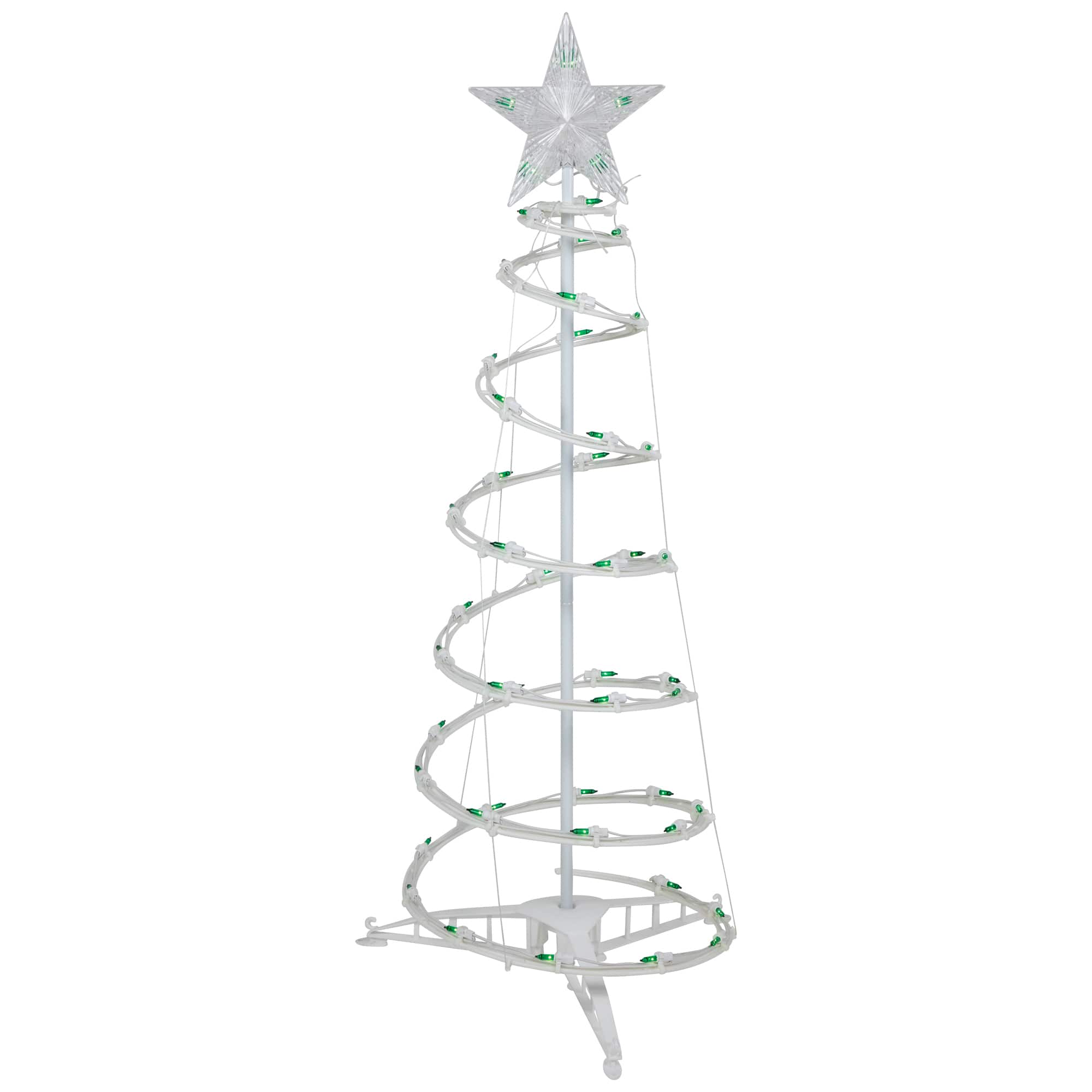 Green Lighted Spiral Christmas Trees Set