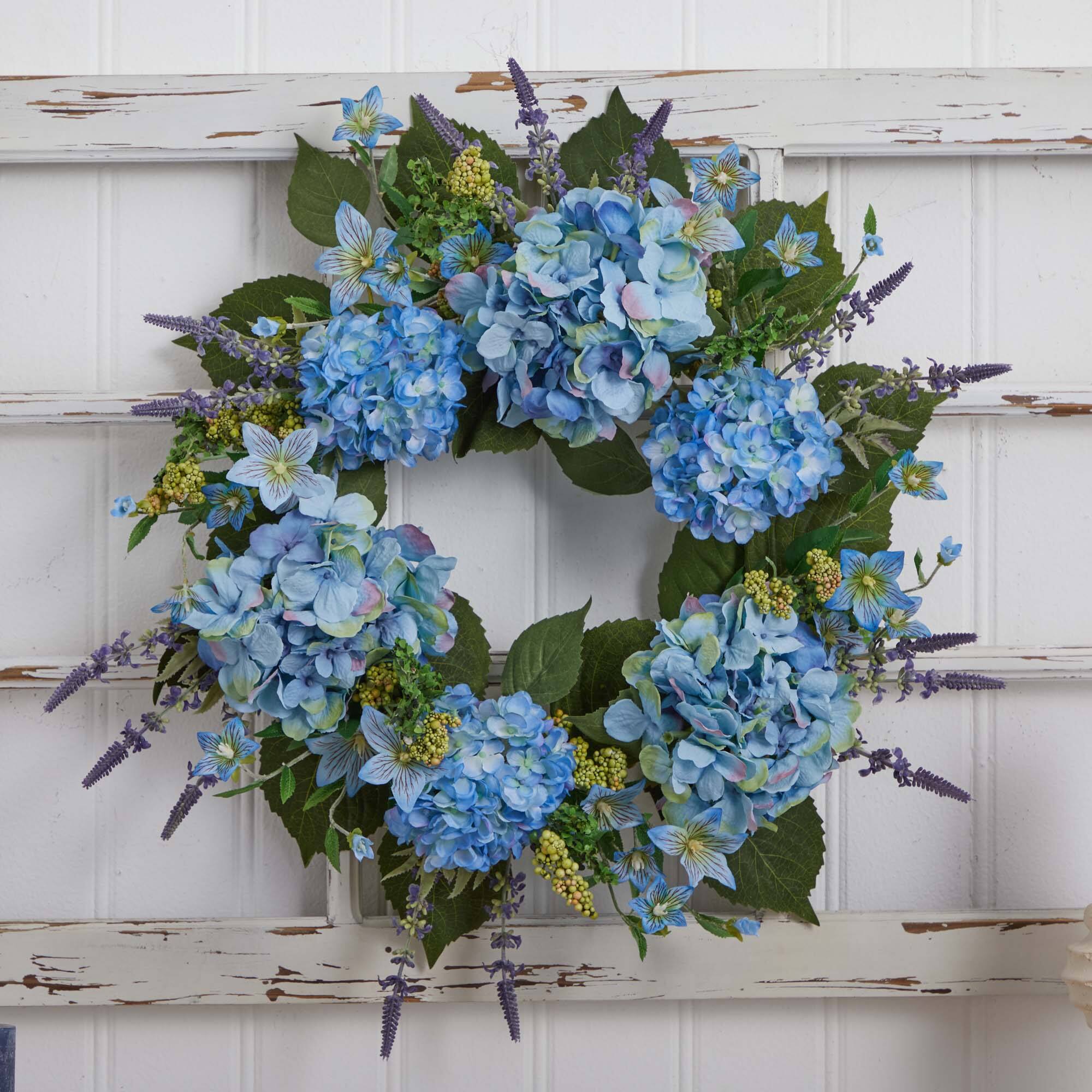 24” Blue Hydrangea Wreath