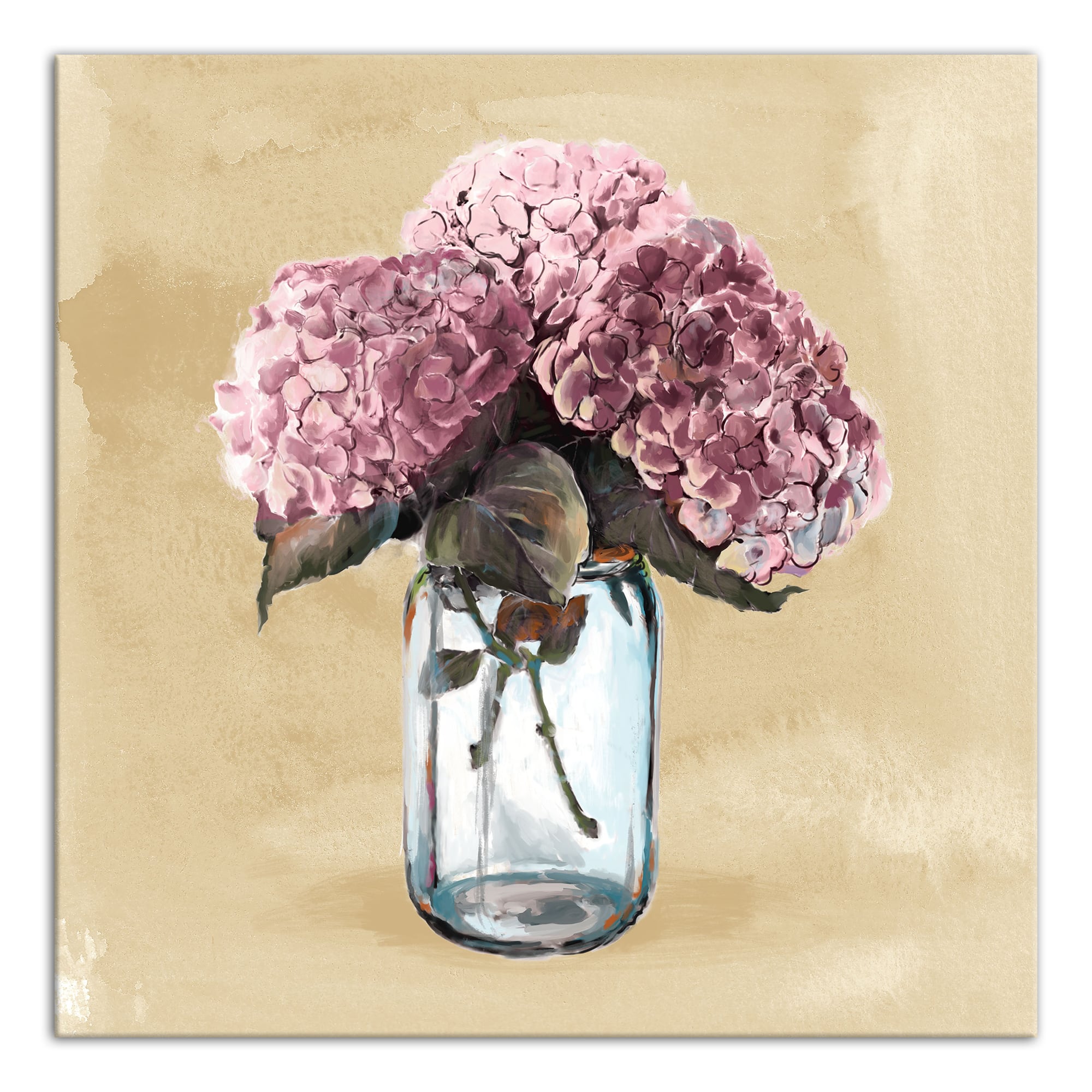 Pink Hydrangeas 16" x 16" Canvas Wall Art