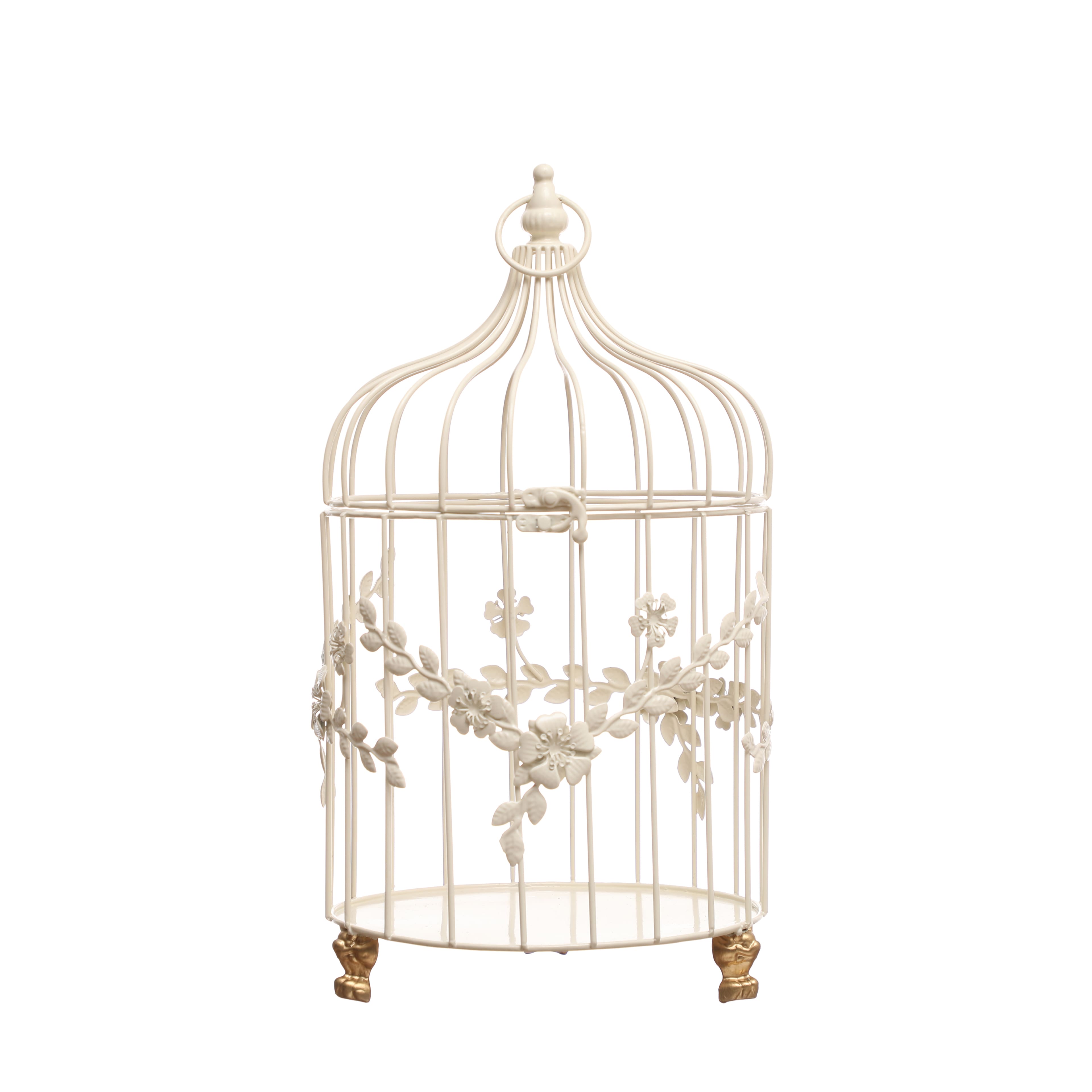 17.7 White Floral Tabletop Birdcage by Ashland®