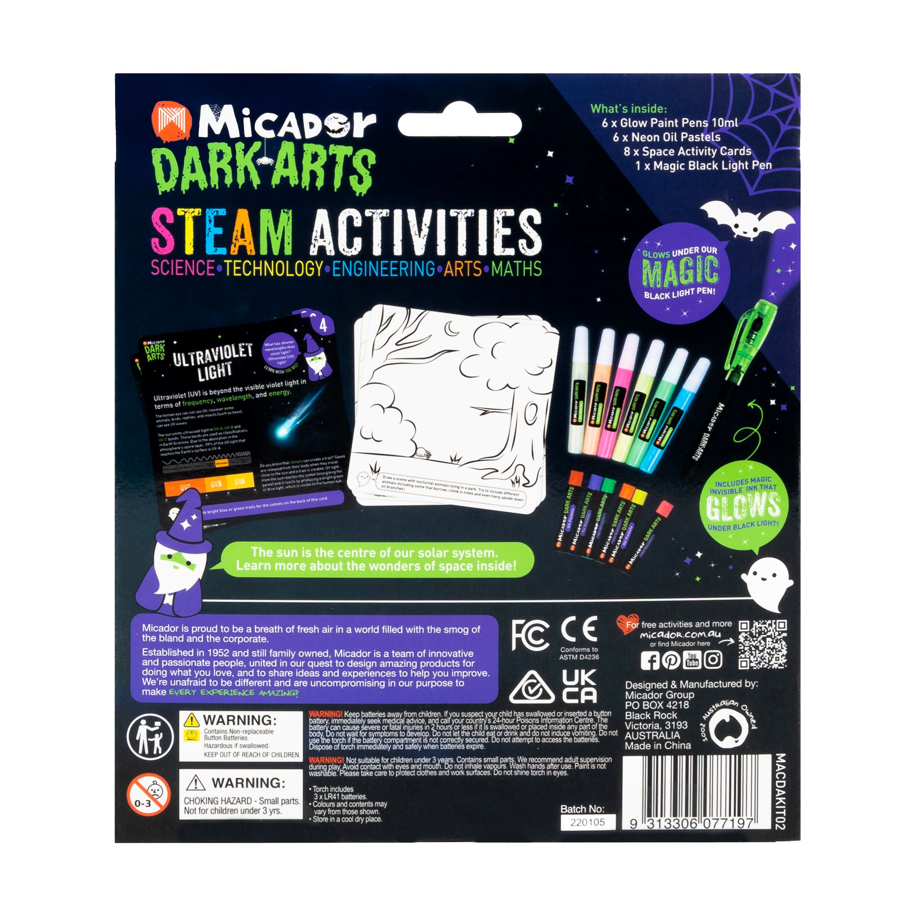 Micador® Dark Arts Glow S.T.E.A.M. Space Activity Set