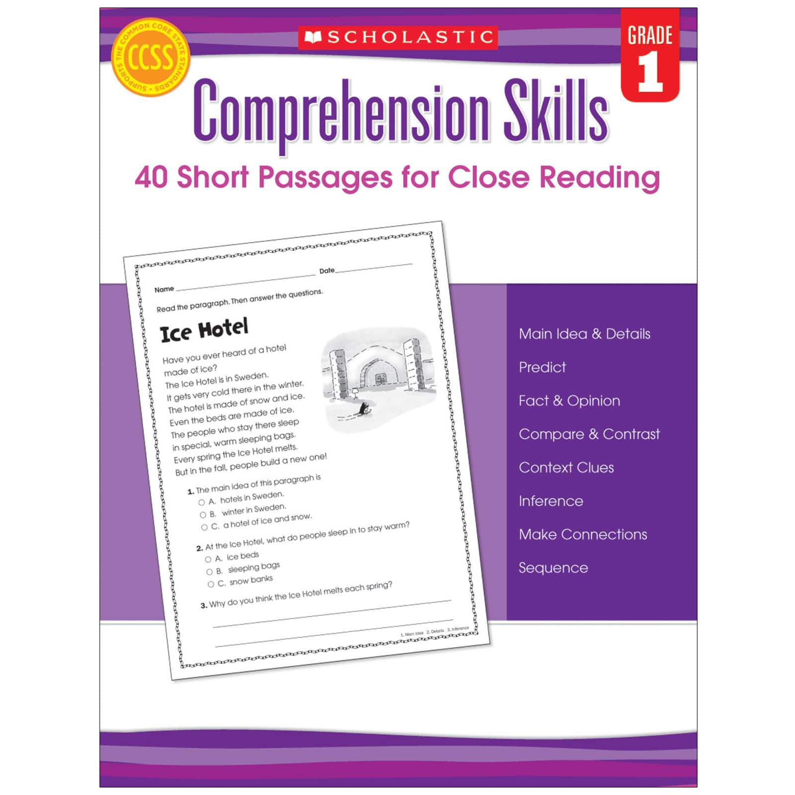 Scholastic Teaching Resources Comprehension Skills: Short Passages for Close Reading Book, Grade 1