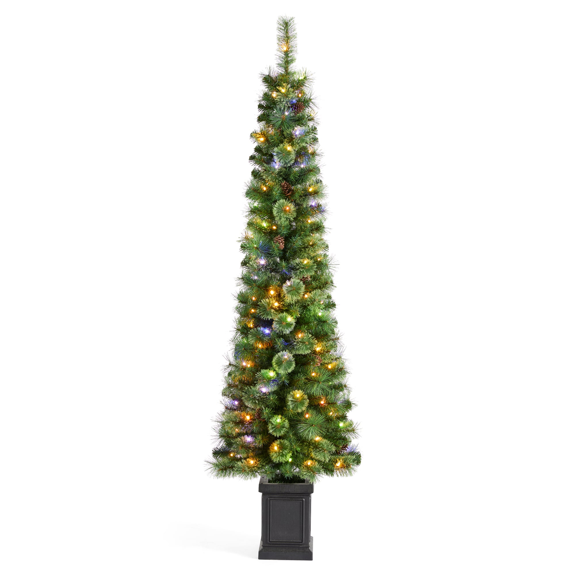 Glitzhome® 6ft Pre-Lit Green Cashmere Pine Christmas Porch Tree, Multi-color LED Lights