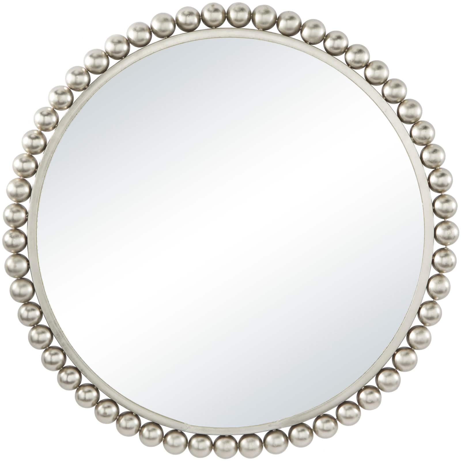 CosmoLiving by Cosmopolitan Silver Metal Wall Mirror with Bead Detailing 36" x 1" x 36"