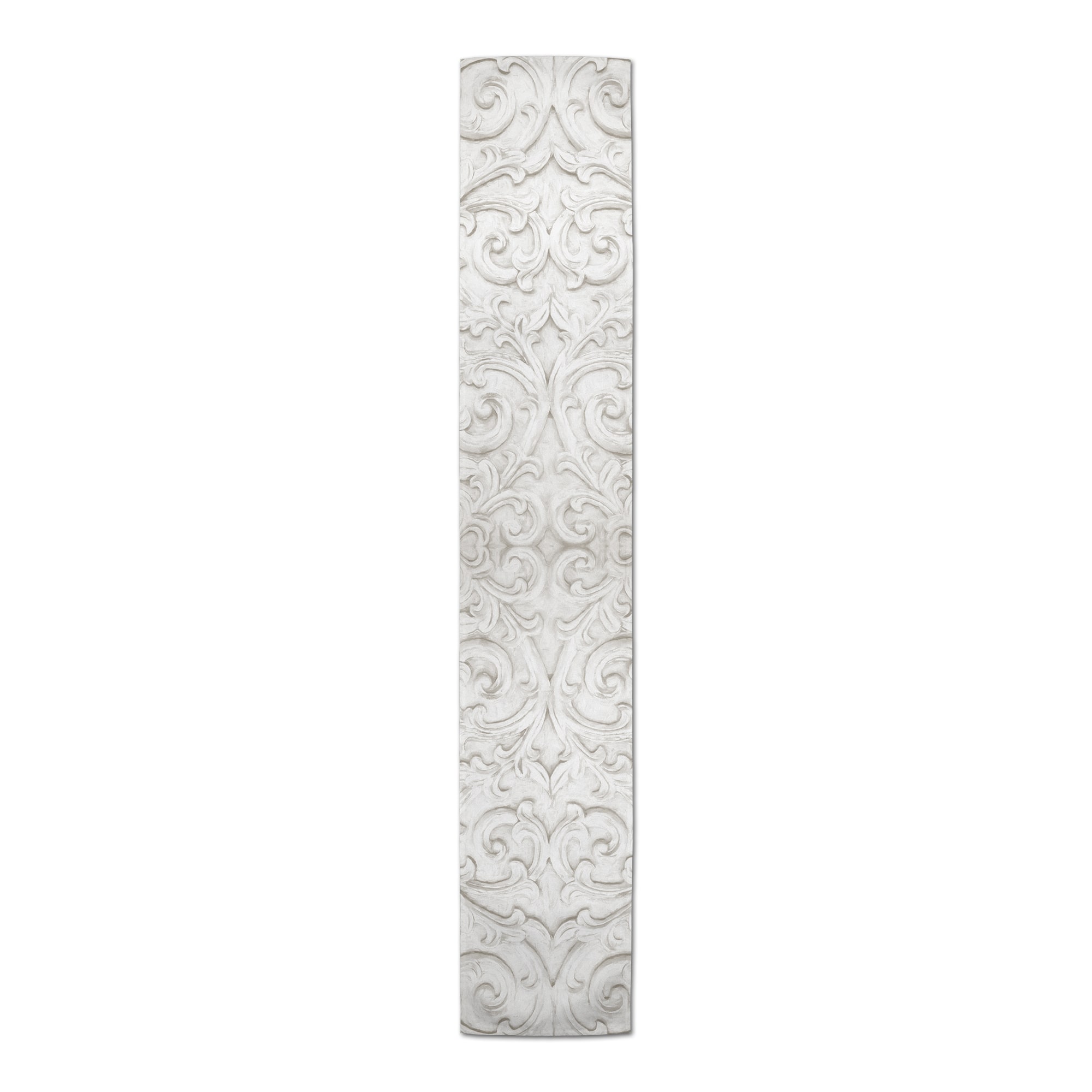 72&#x22; White Ornate Carved Pattern Cotton Twill Table Runner