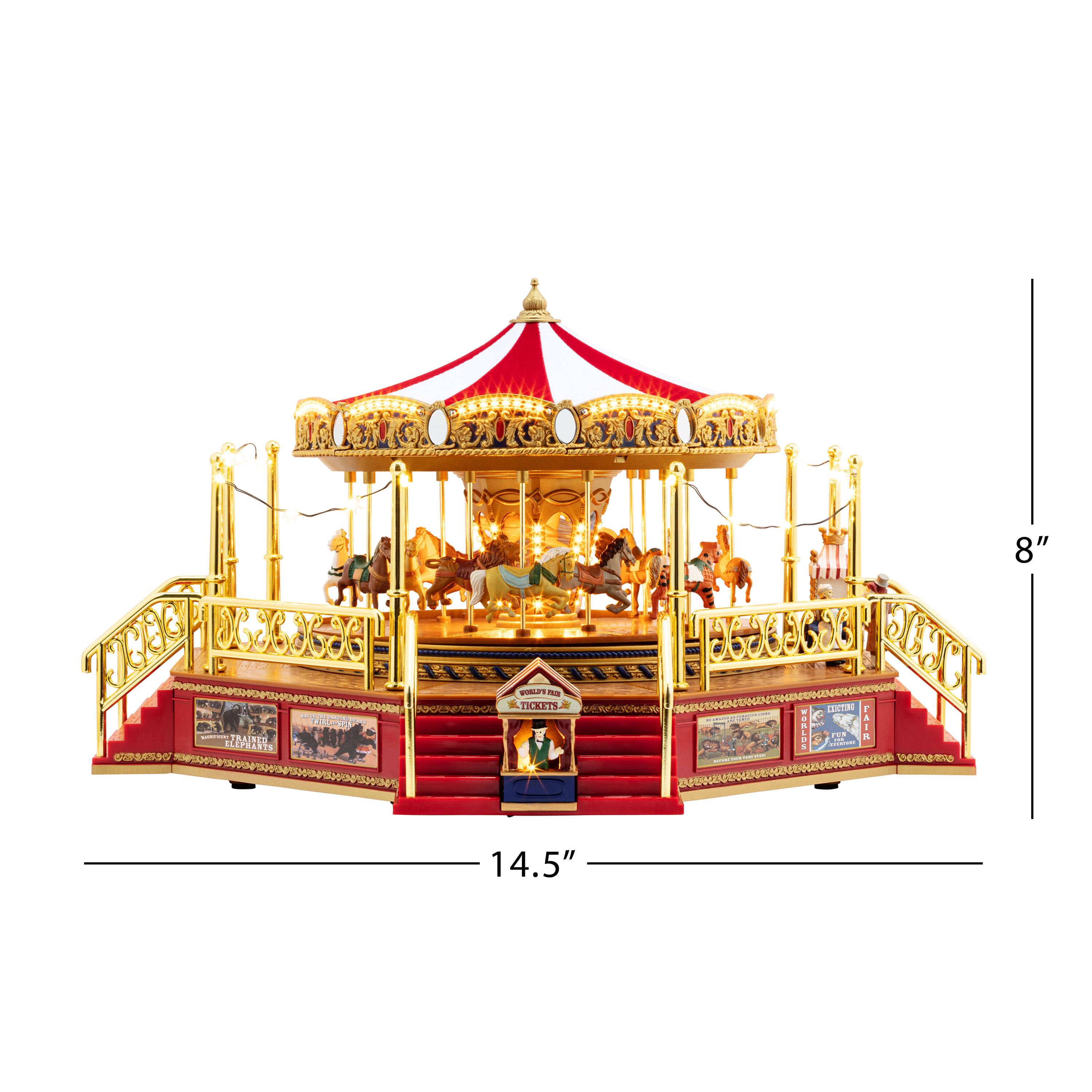 90th Anniversary Collection 8&#x22; Animated &#x26; Musical LED World&#x27;s Fair Boardwalk Carouse Accent