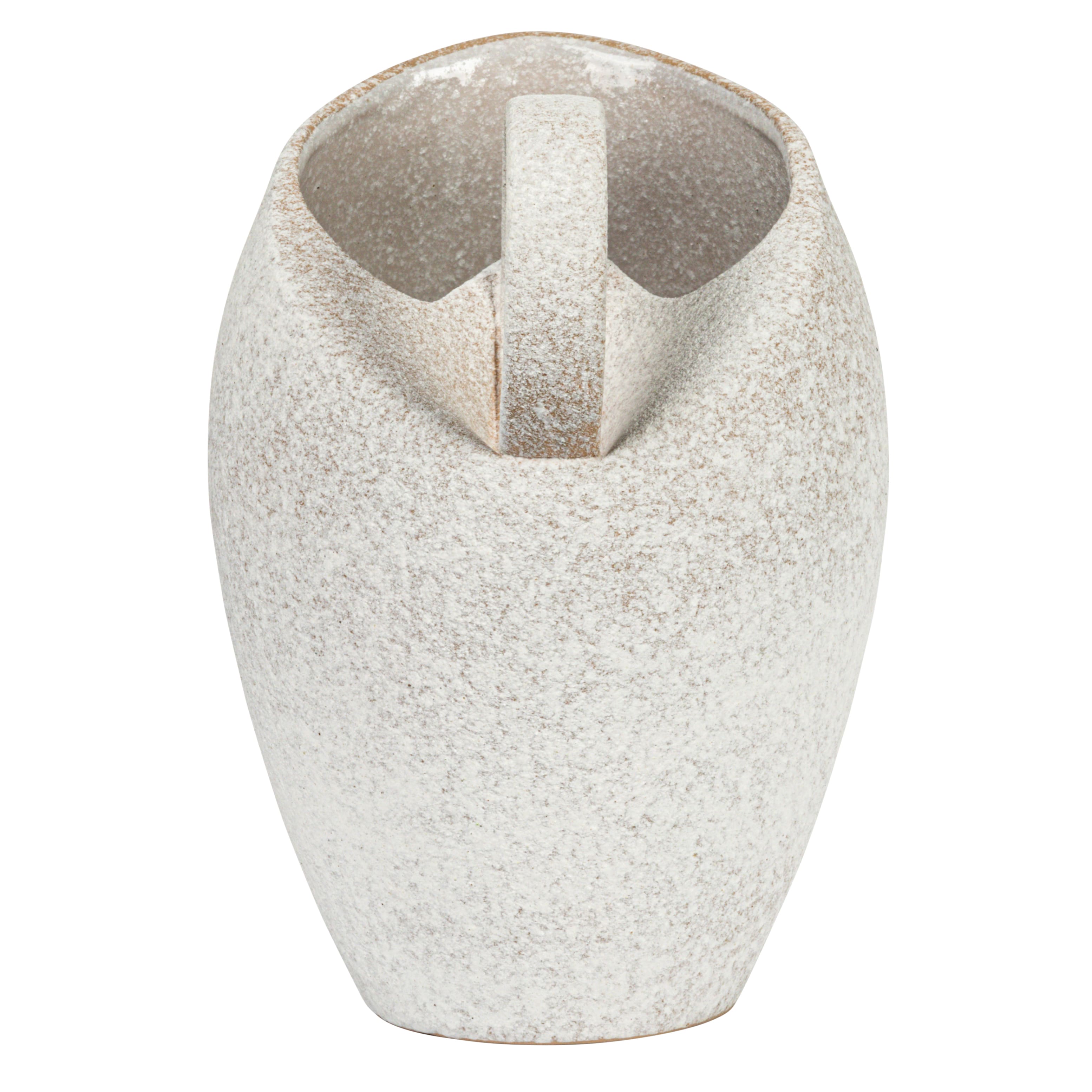 9&#x22; White Textured Stoneware Pitcher in Reactive Glaze