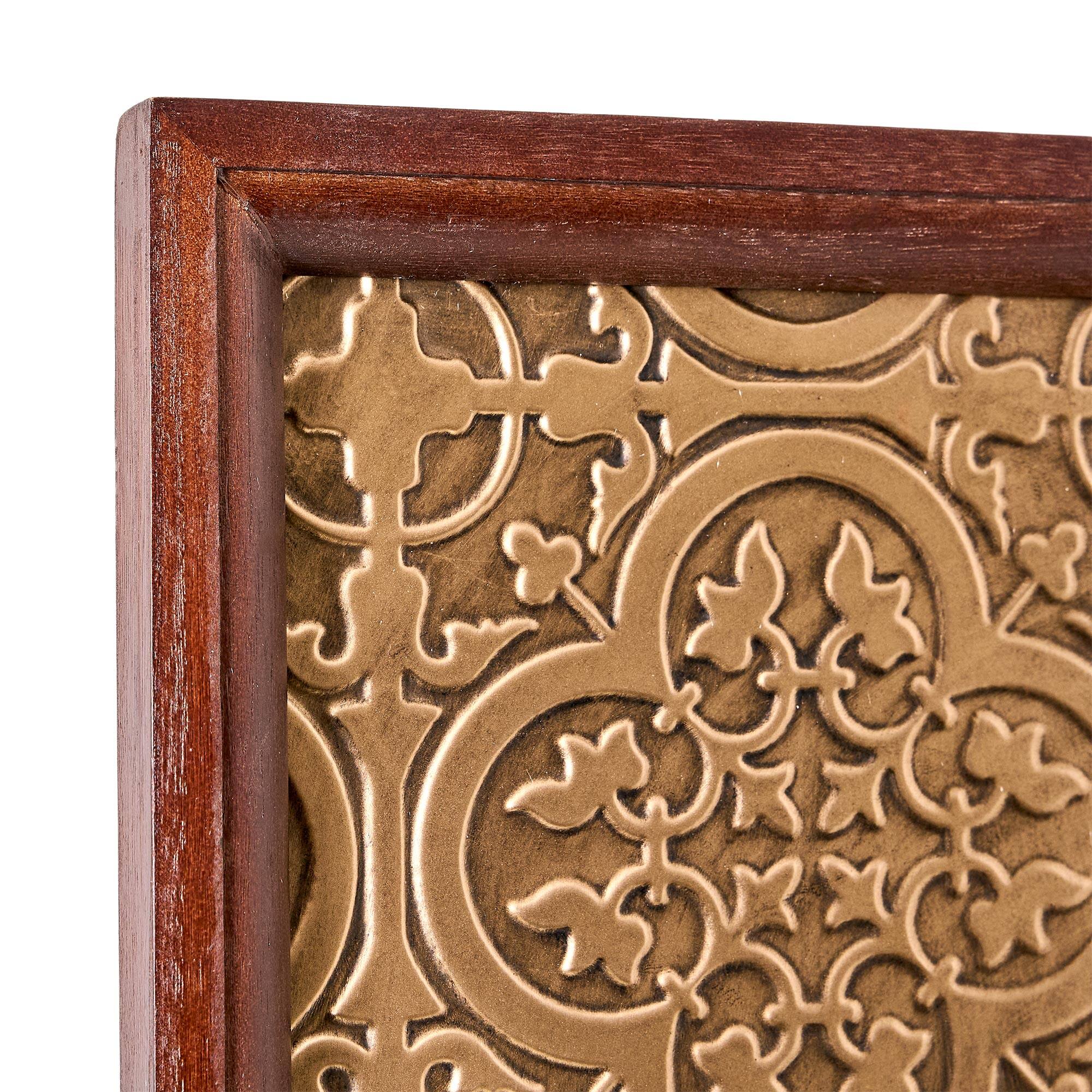 American Art Decor Embossed and Framed Gold Tile Bar Wall Decor - 24" x 24" x 1"