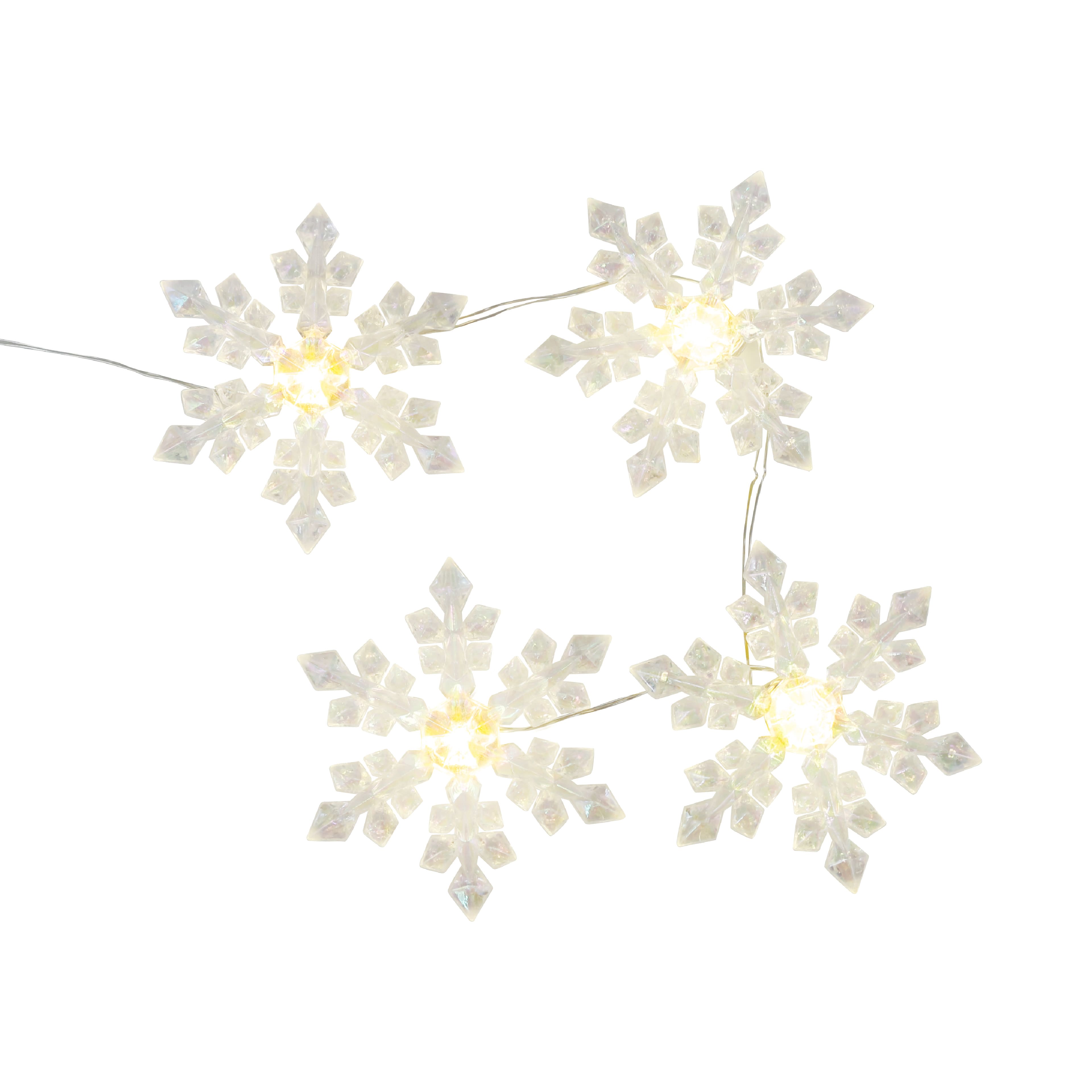 10ct. Warm White LED Iridescent Snowflake String Lights on Silver Wire by Ashland&#xAE;